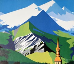 Original Vintage French Railway Travel Poster Discover France By Train The Alps