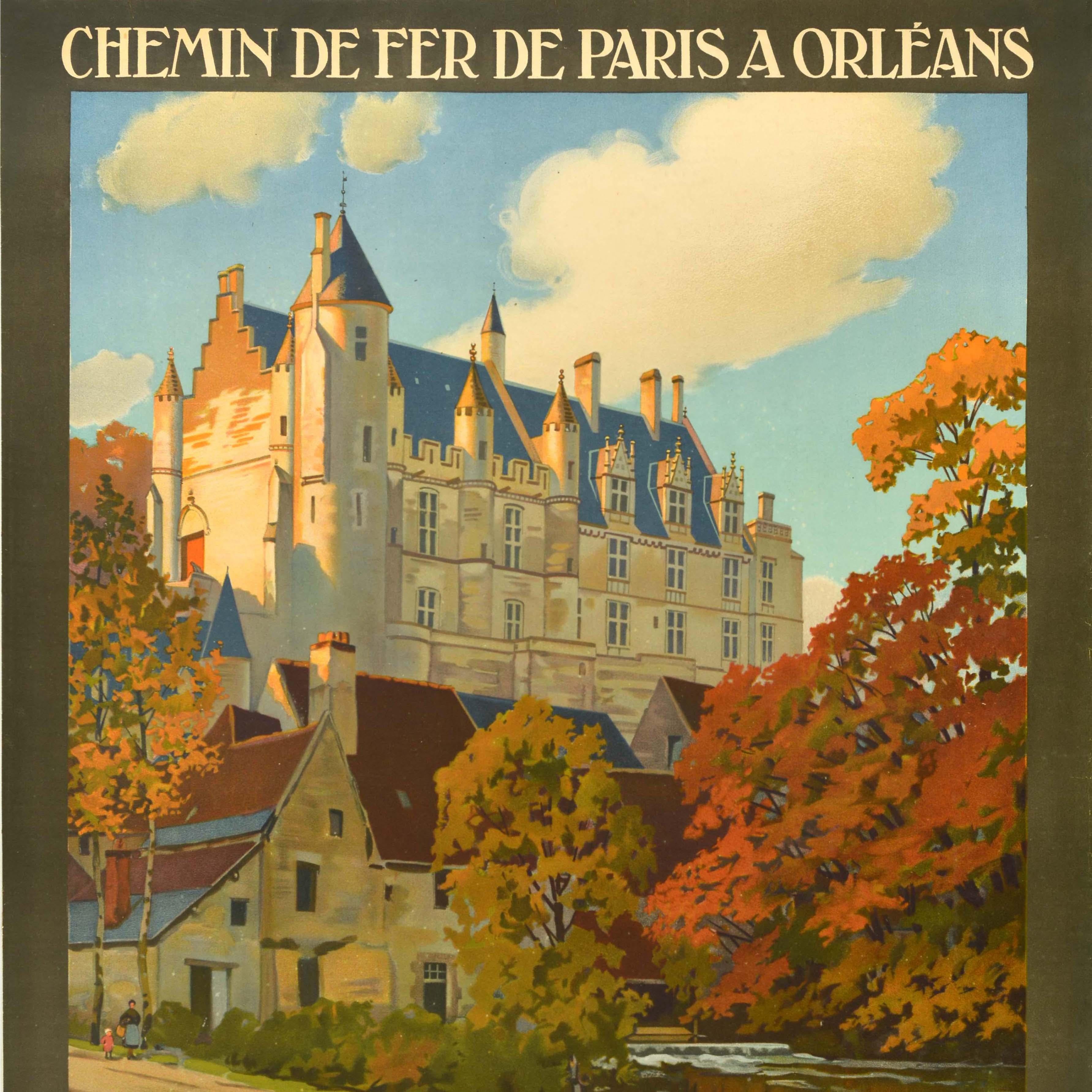 Francese Poster di viaggio originale della ferrovia francese d'epoca Loches Valle della Loira Castelli Francia in vendita