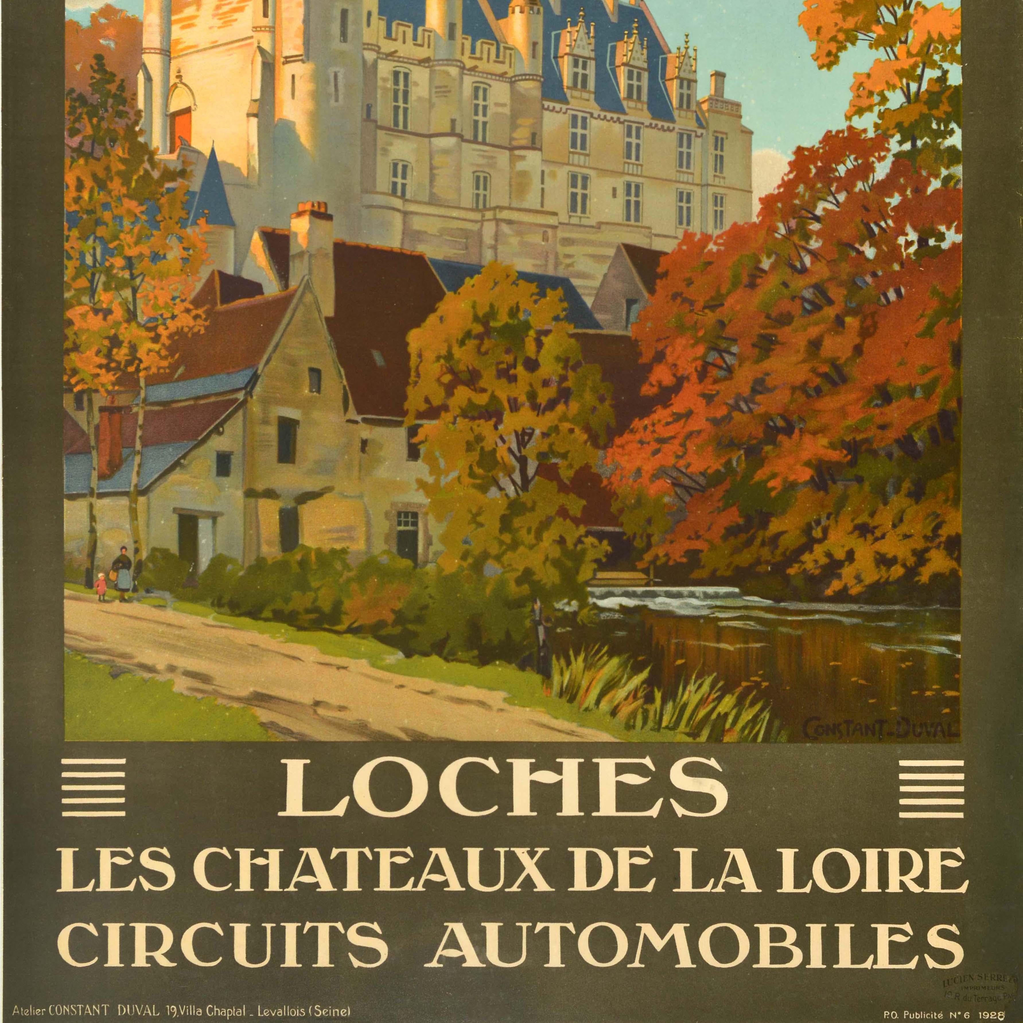 Poster di viaggio originale della ferrovia francese d'epoca Loches Valle della Loira Castelli Francia In condizioni buone in vendita a London, GB