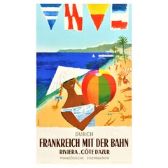 Original Vintage French Railway Travel Riviera Cote d'Azur French Railways SNCF