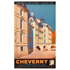 Original Vintage French Railways Travel Poster Cheverny Loire Valley France
