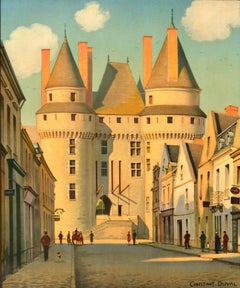 Póster de viaje original de época de los ferrocarriles franceses Castillo de Langeais Valle del Loira