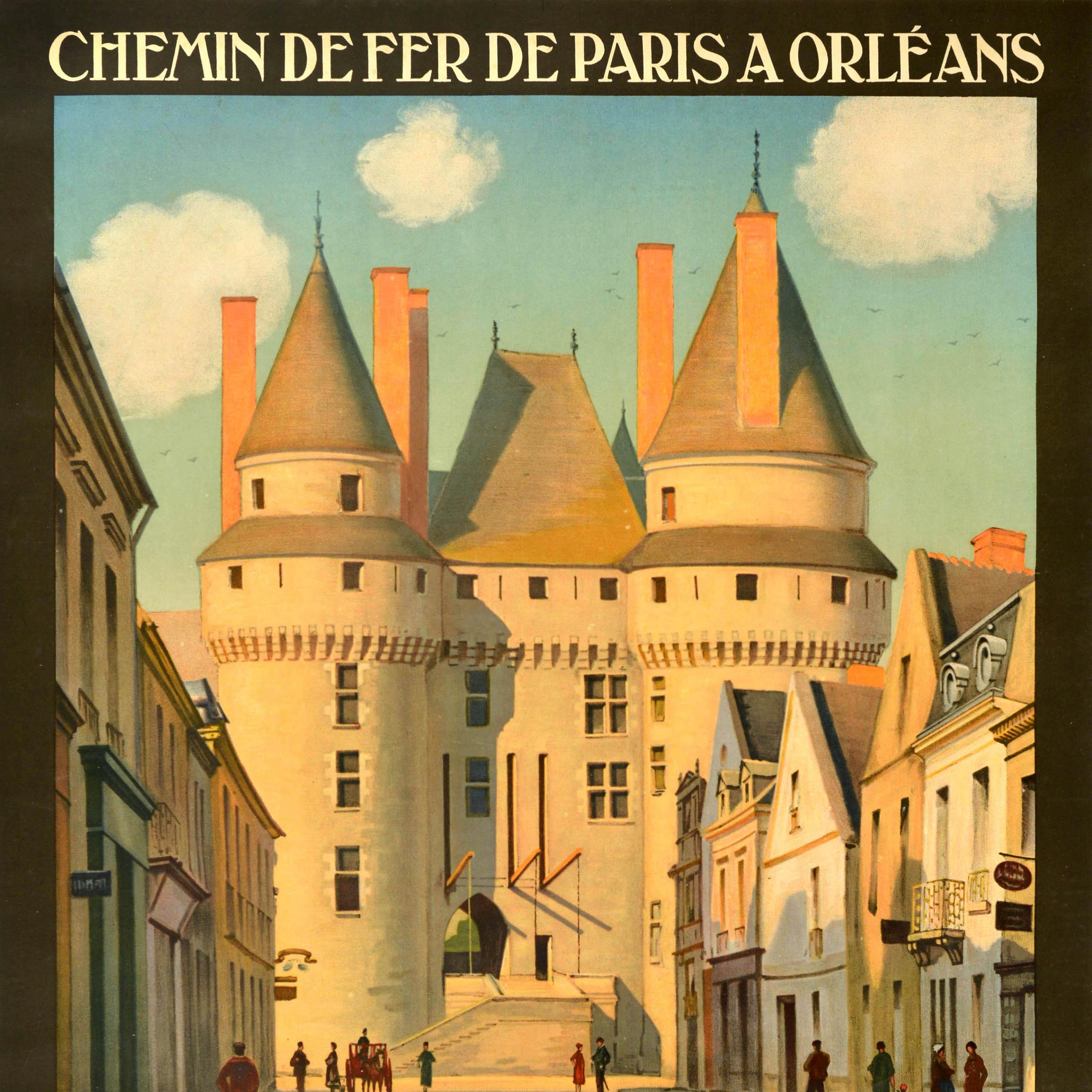 Francese Poster di viaggio originale delle ferrovie francesi d'epoca Langeais Castello della Valle della Loira in vendita