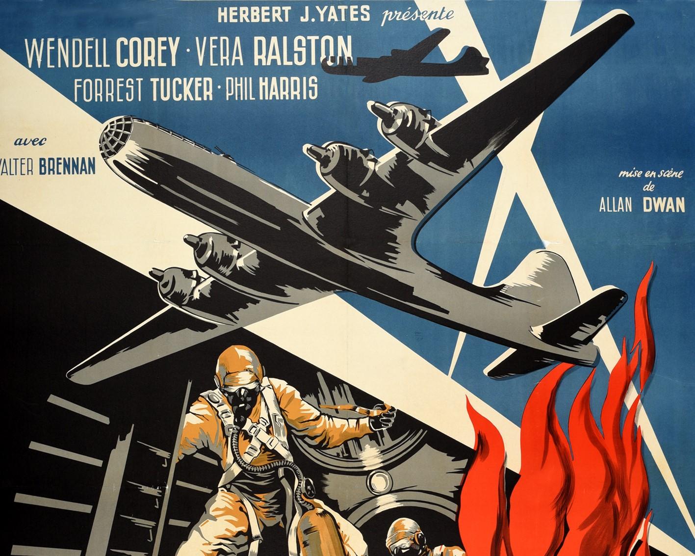 Original vintage movie poster for the French release of the 1951 film about the Boeing B-29 Superfortress bomber training and air raids on Japan during WWII - The Wild Blue Yonder / Tonnerre Sur Le Pacifique - directed by Allan Dwan and starring