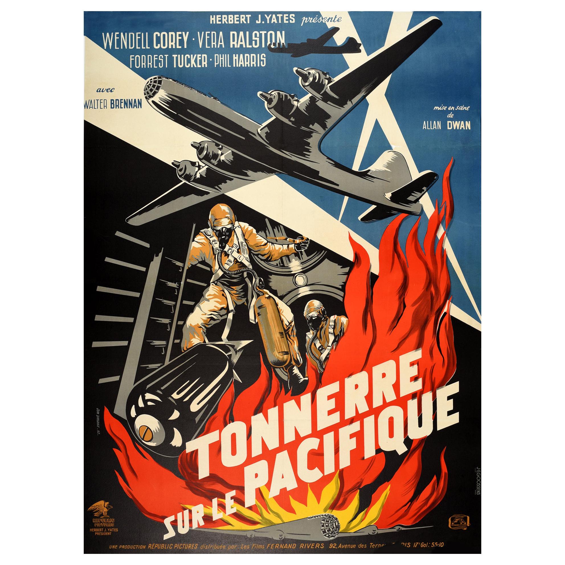 Original Vintage French Release Film Poster The Wild Blue Yonder WWII Bomber B29 For Sale