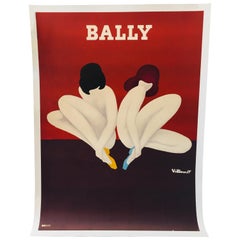 Original Vintage French Shoe Advertising Poster 'Bally Lotus' by Villemot, 1977