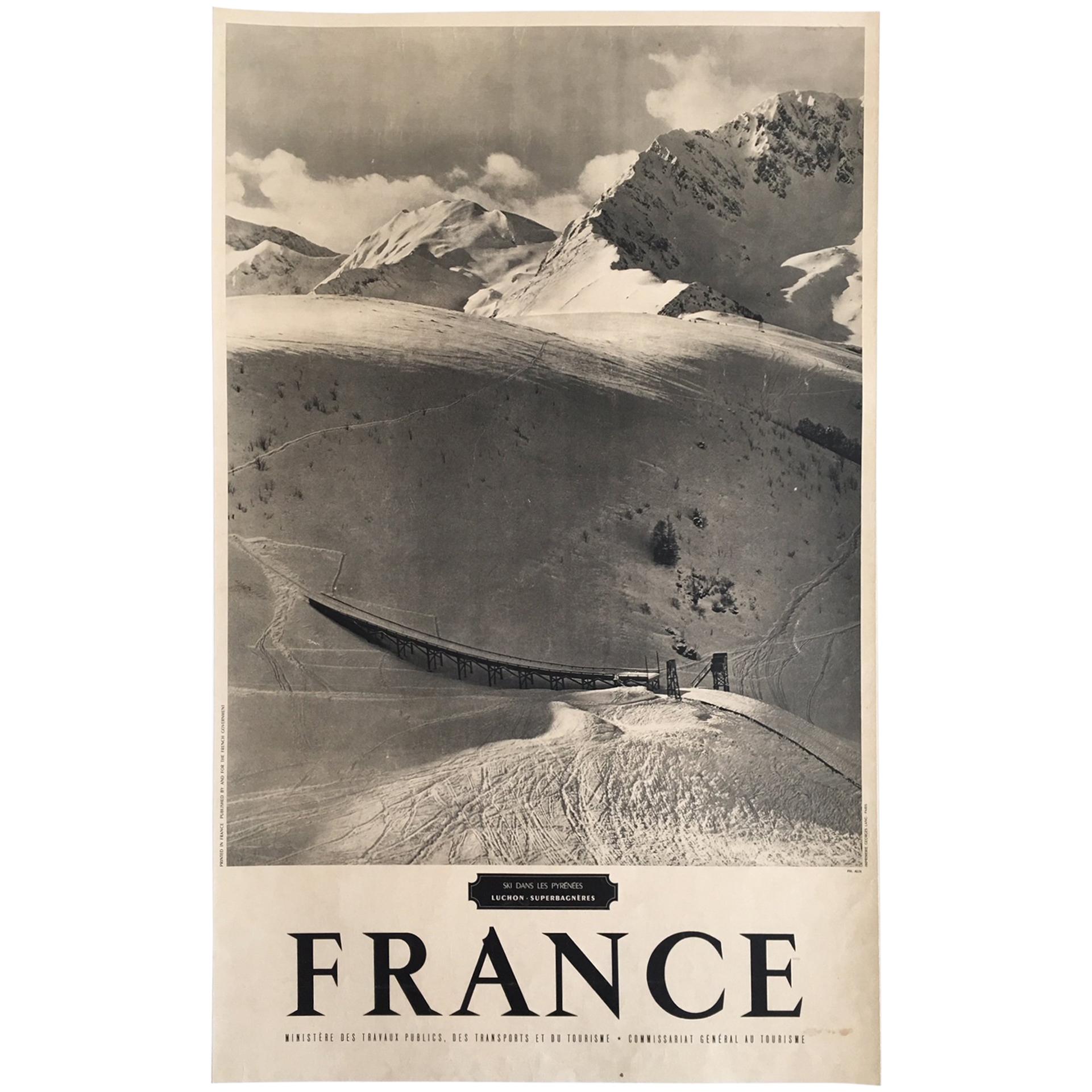 Original Vintage French Ski Poster, 'France', 1958