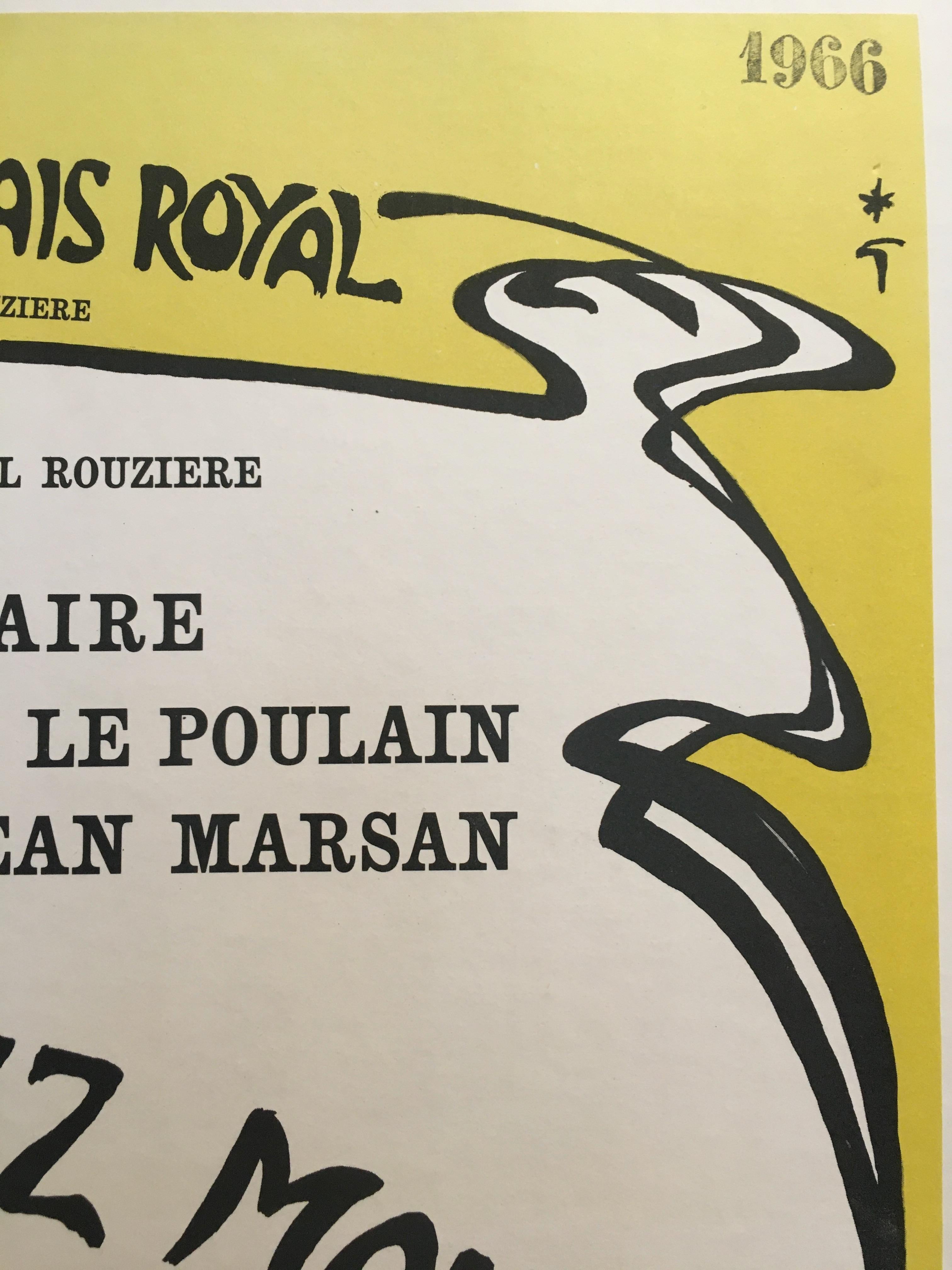 Style international Affiche originale vintage du théâtre et du cabaret français par René Gruau, 1966 en vente