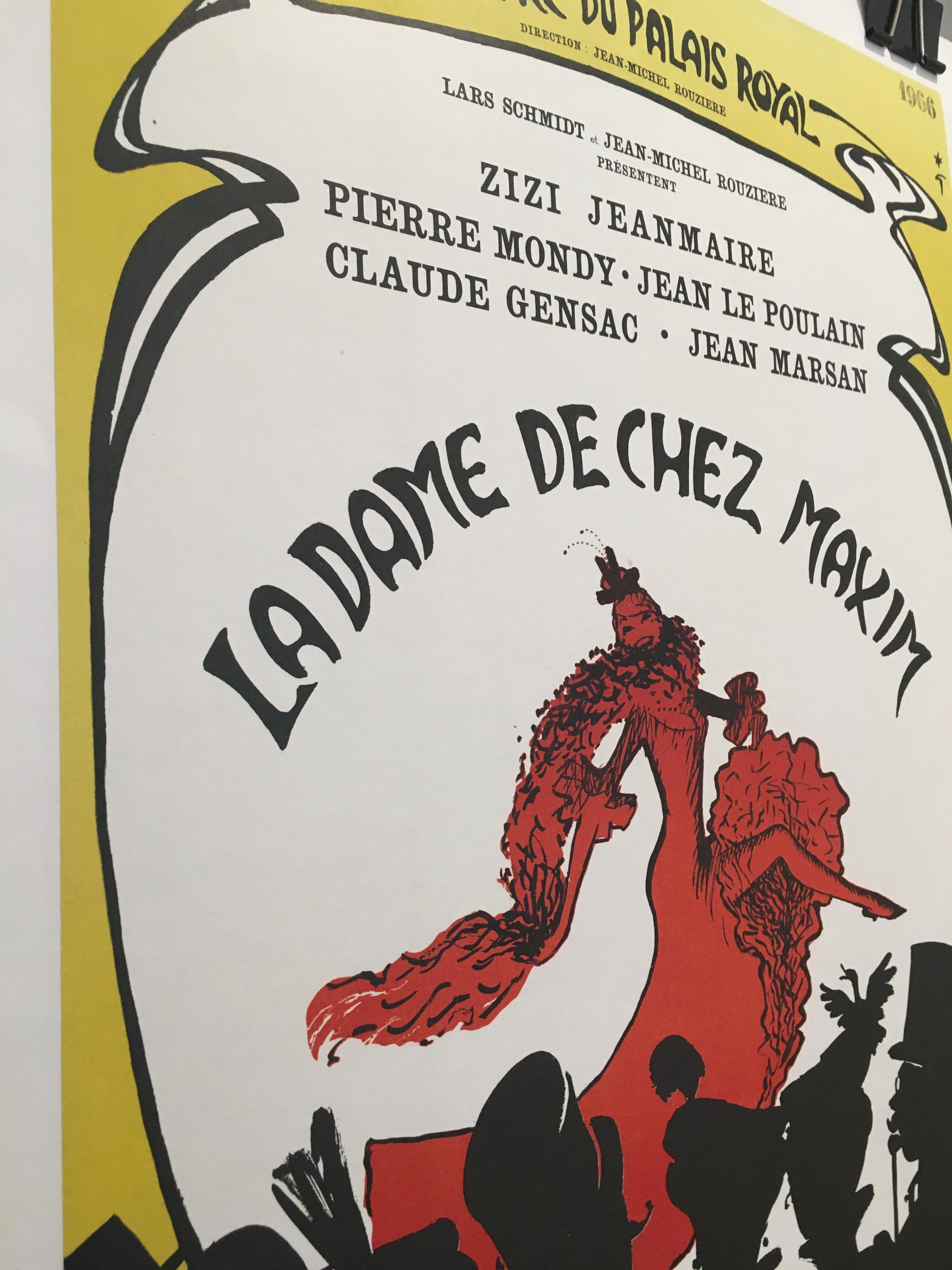 International Style Original Vintage French Theatre and Cabaret Poster by René Gruau, 1966 For Sale