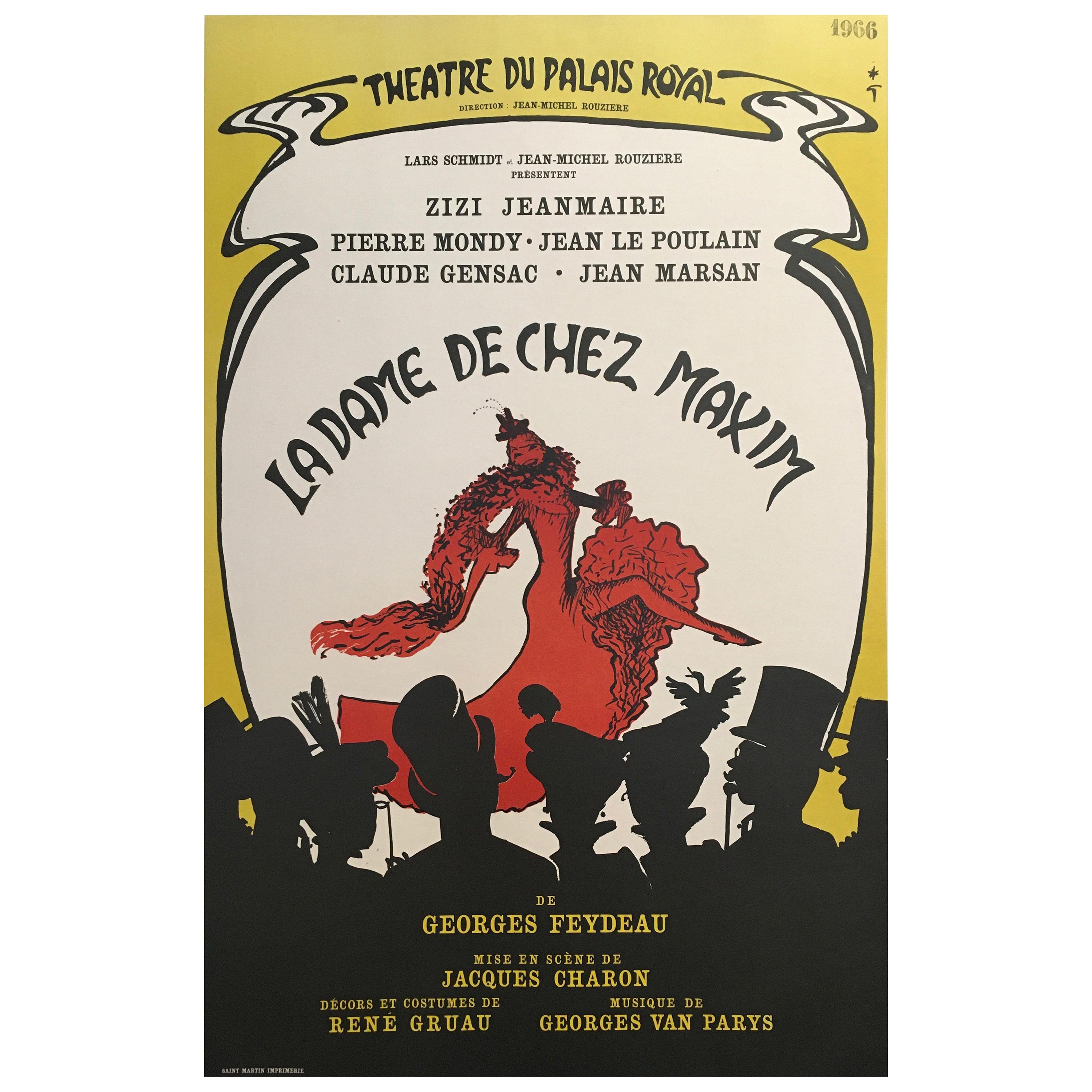 Original Vintage French Theatre and Cabaret Poster by René Gruau, 1966
