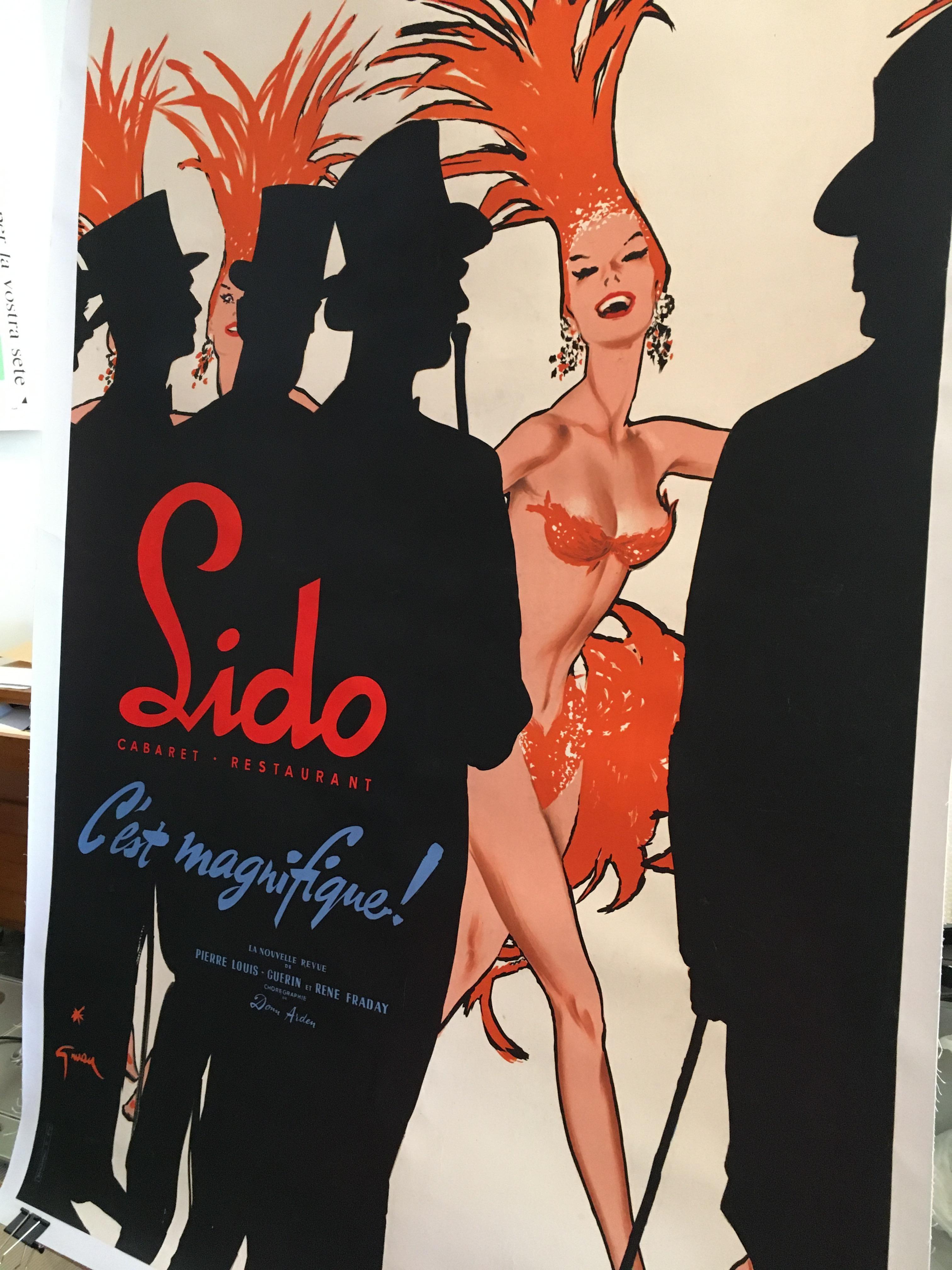 Mid-Century Modern Original Vintage French Theatre & Cabaret Poster 'Lido C’est Magnifique' Gruau