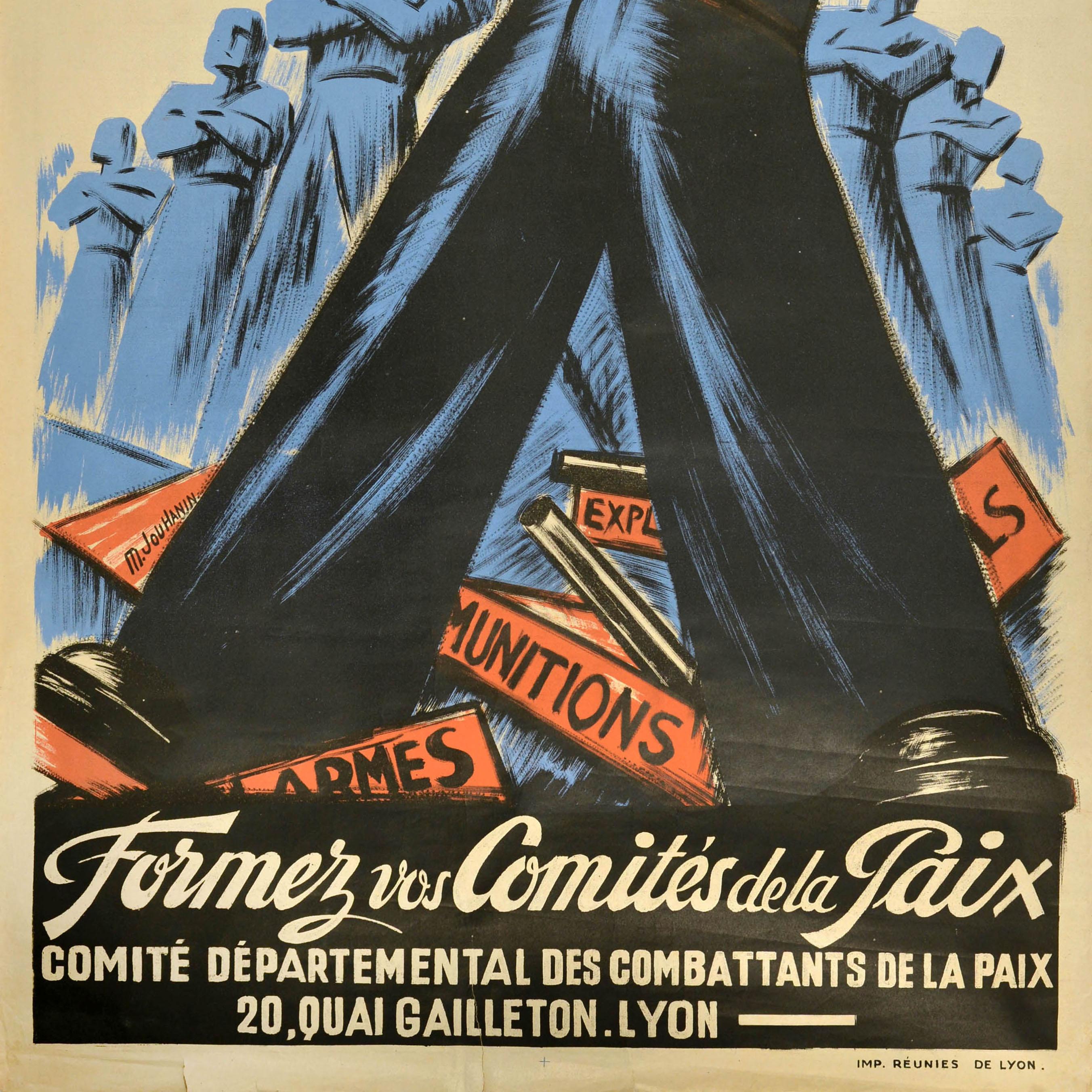 Affiche de propagande de guerre française originale « No To War Peace Fighters WWII » Bon état - En vente à London, GB