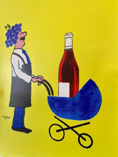 Original Vintage French Wine Poster by Savignac 'Buvons Ici Le Vin Nouveau'