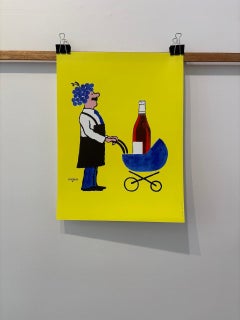 Französisches Vintage-Weinplakat von Savignac, „Buvons Ici Le Vin Nouveau“