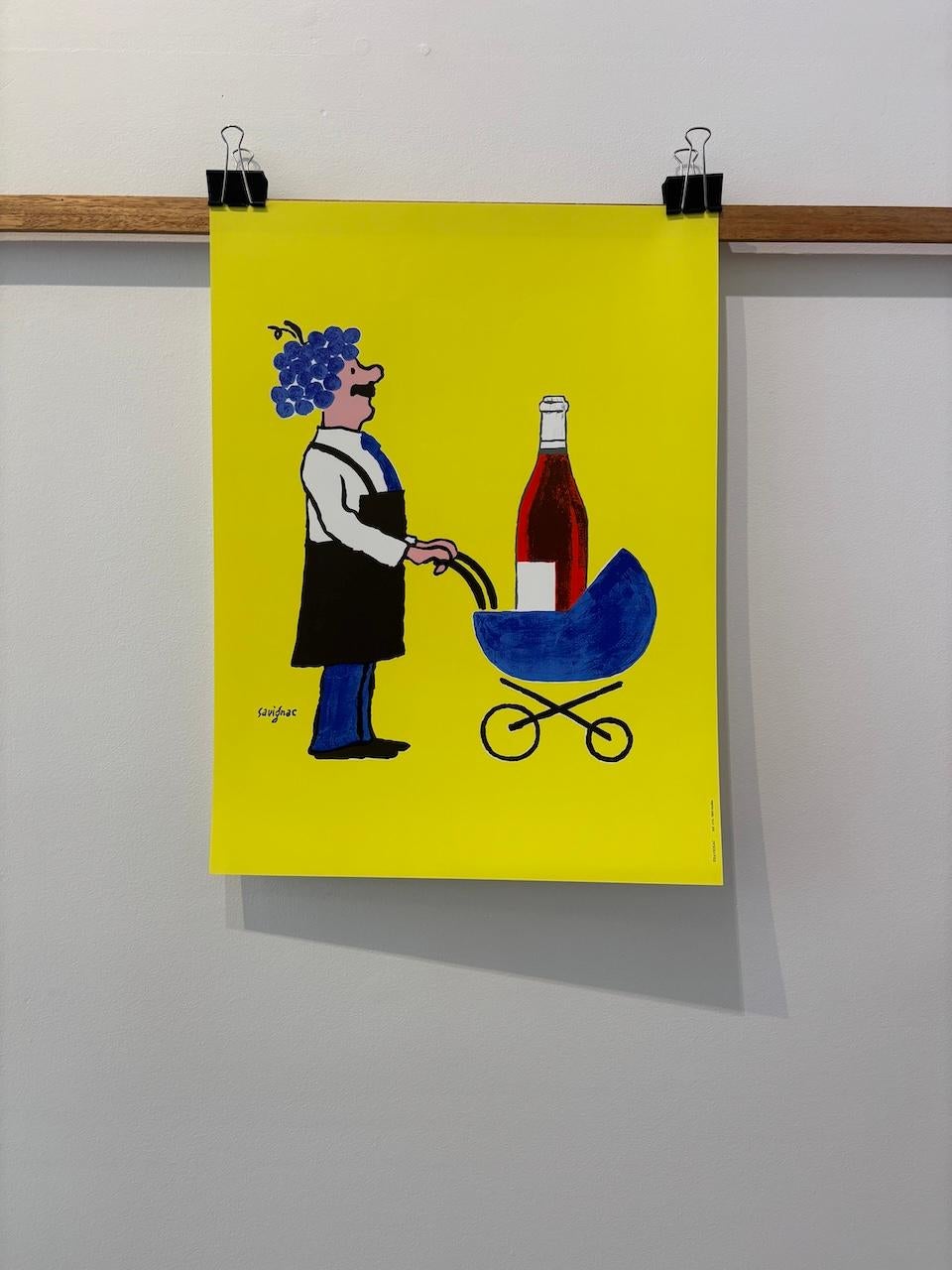 Französisches Vintage-Weinplakat von Savignac, „Buvons Ici Le Vin Nouveau“ (Moderne der Mitte des Jahrhunderts) im Angebot