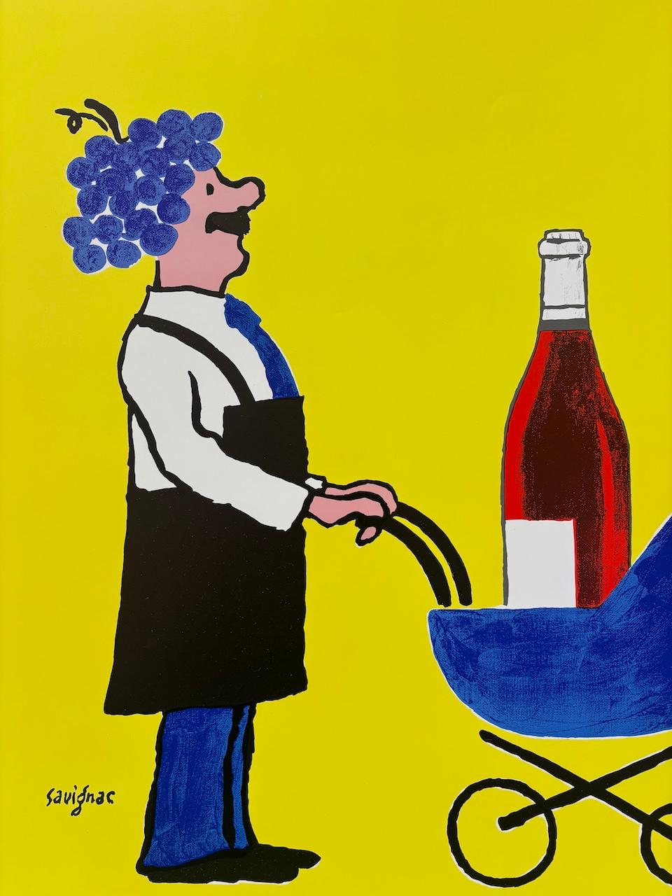 Französisches Vintage-Weinplakat von Savignac, „Buvons Ici Le Vin Nouveau“ im Zustand „Hervorragend“ im Angebot in Melbourne, Victoria