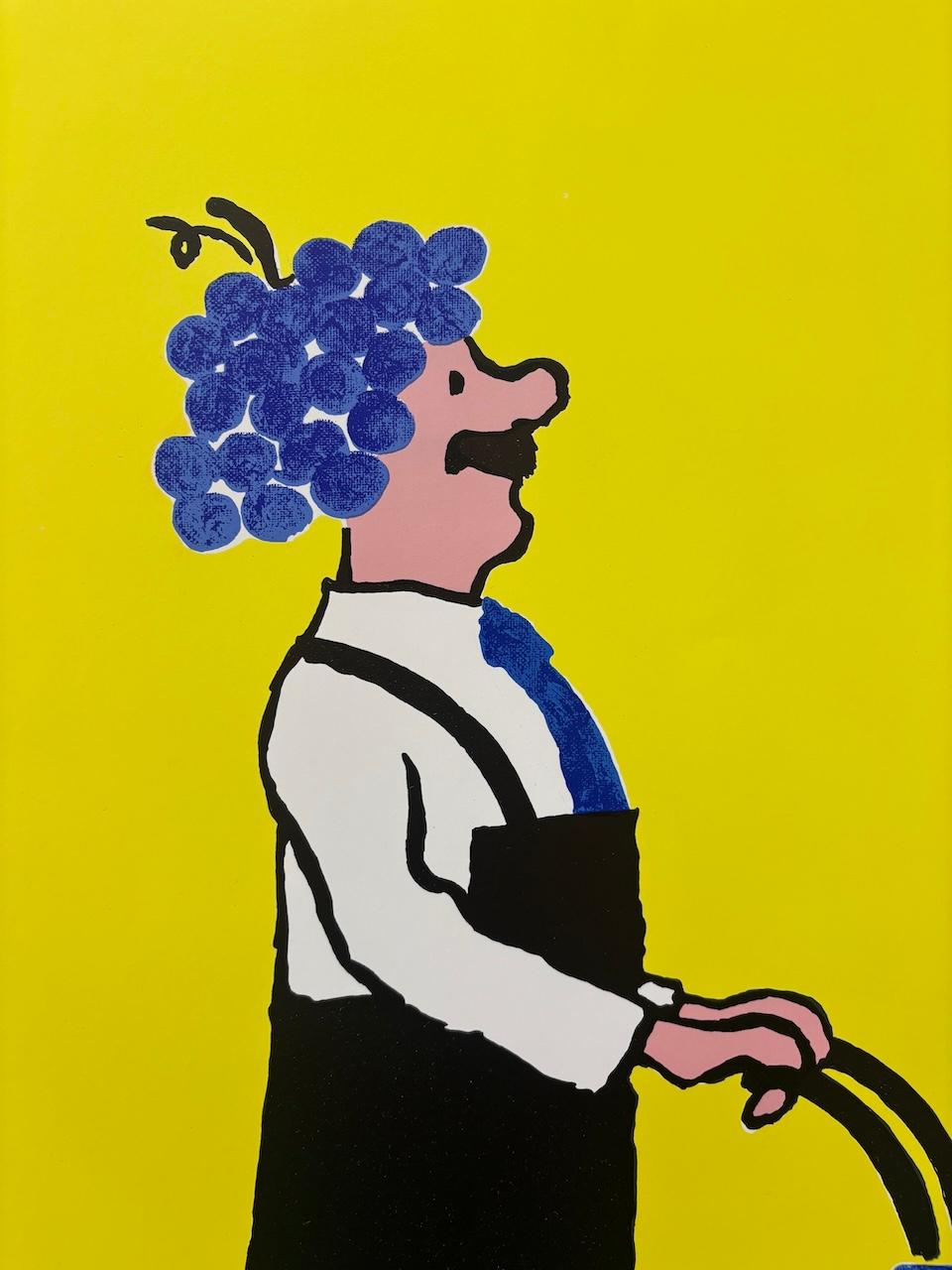 Französisches Vintage-Weinplakat von Savignac, „Buvons Ici Le Vin Nouveau“ im Angebot 1
