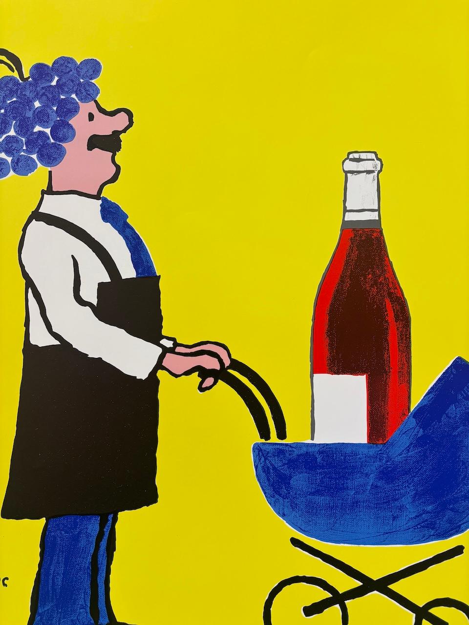 Französisches Vintage-Weinplakat von Savignac, „Buvons Ici Le Vin Nouveau“ im Angebot 2