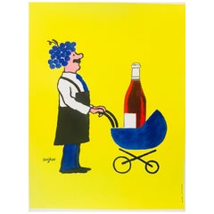 Original Vintage French Wine Poster by Savignac 'Buvons Ici Le Vin Nouveau'