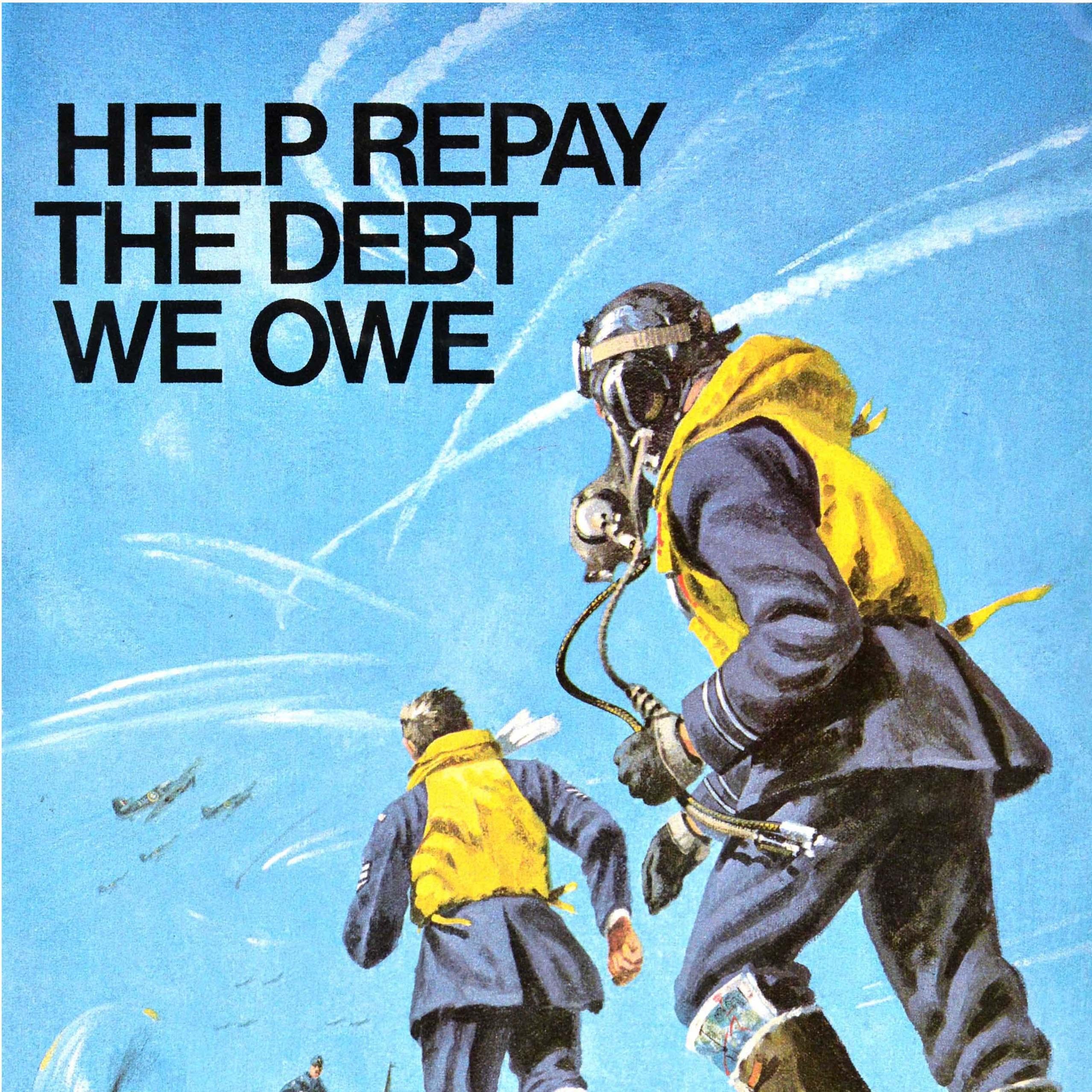 Original Vintage By Fundraising Poster Helfen Sie, die Schulden zurückzuzahlen RAF Benevolent Fund UK (Britisch) im Angebot
