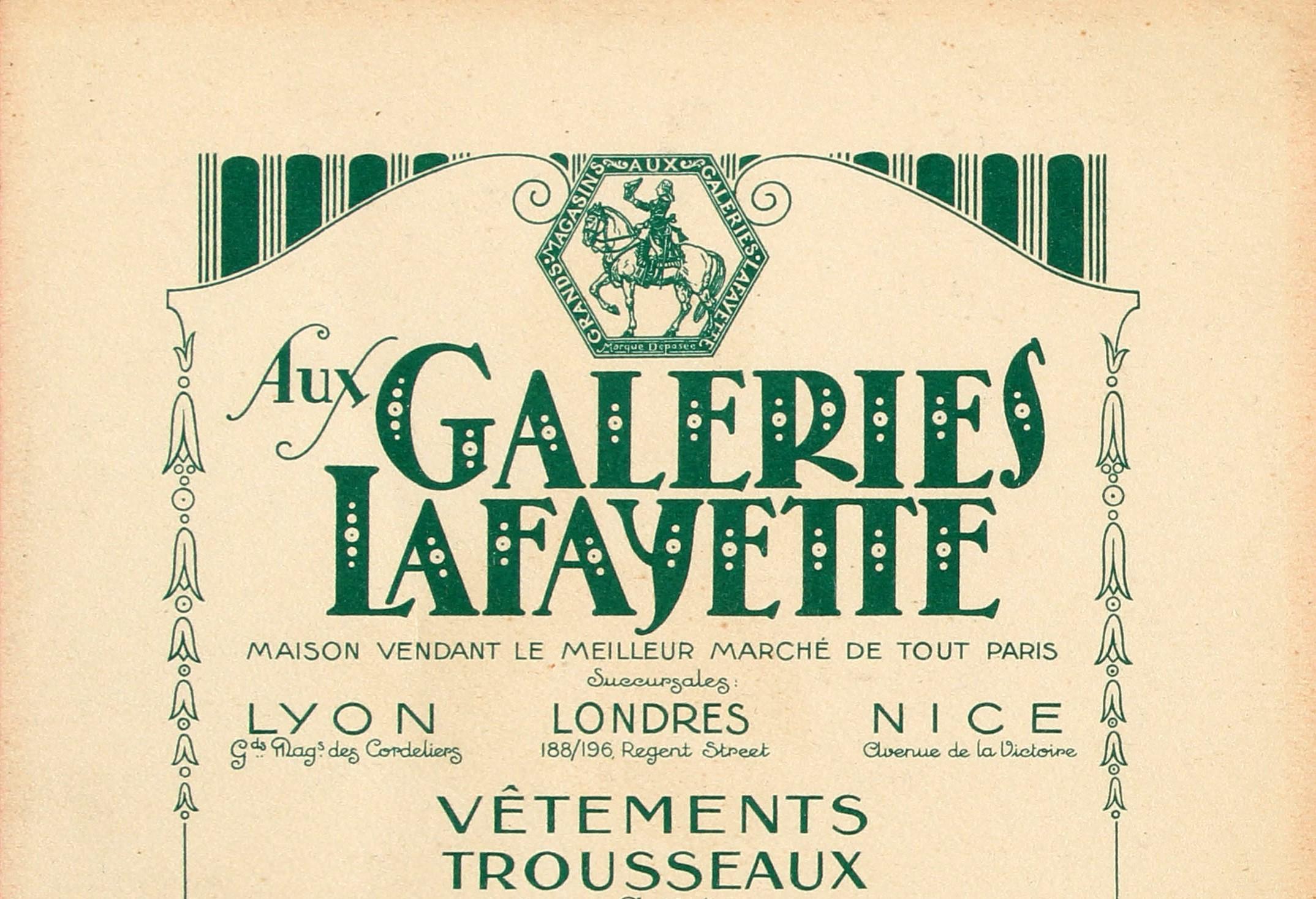 Early 20th Century Original Vintage Galeries Lafayette Poster - Chamber Music - Ft Children and Dog