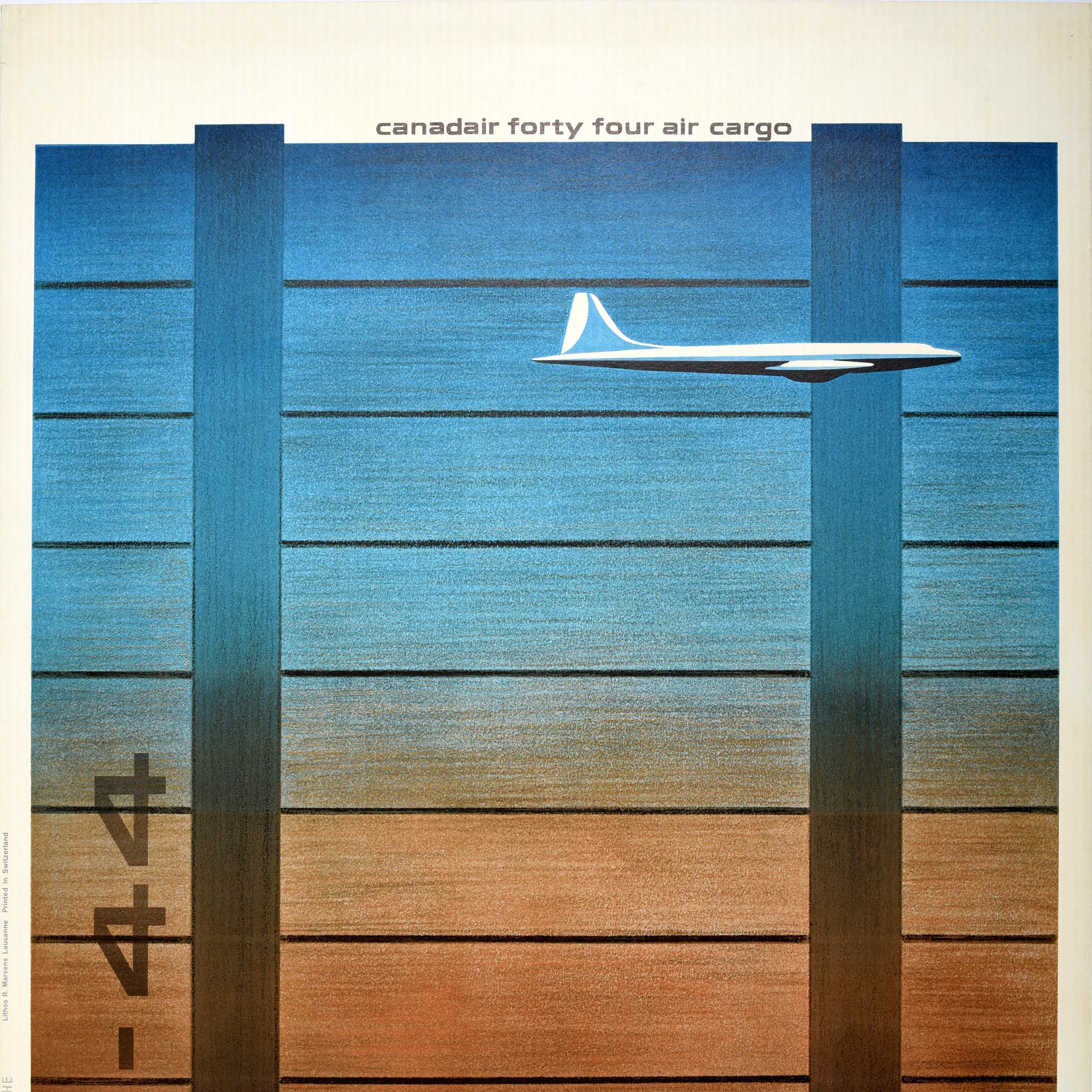 Svizzero Poster originale General Dynamics d'epoca Canadair Fourty Four Air Cargo Nitsche in vendita