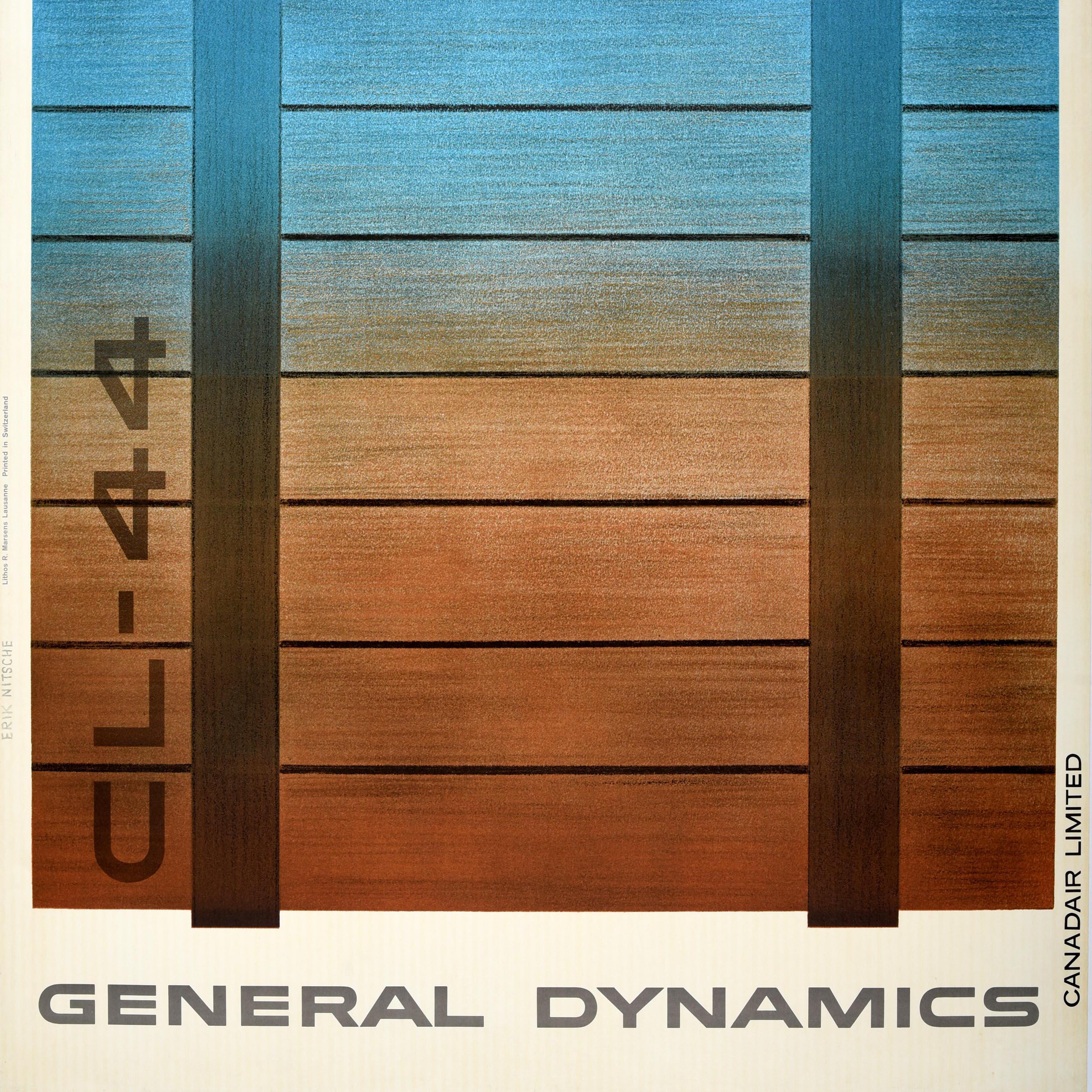 Poster originale General Dynamics d'epoca Canadair Fourty Four Air Cargo Nitsche In condizioni buone in vendita a London, GB