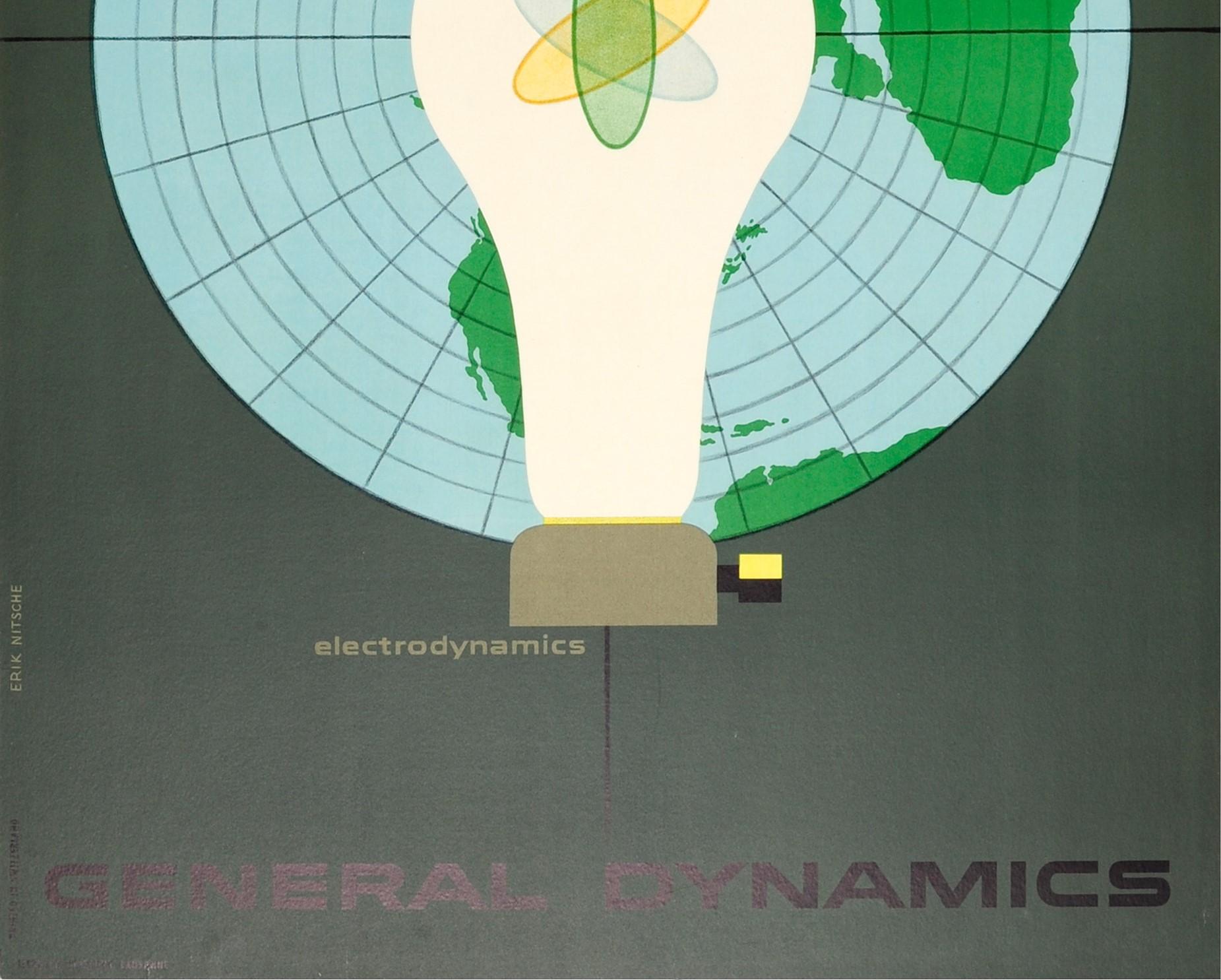 Original Vintage General Dynamics Poster Electrodynamics Atoms for Peace Nitsche In Good Condition In London, GB