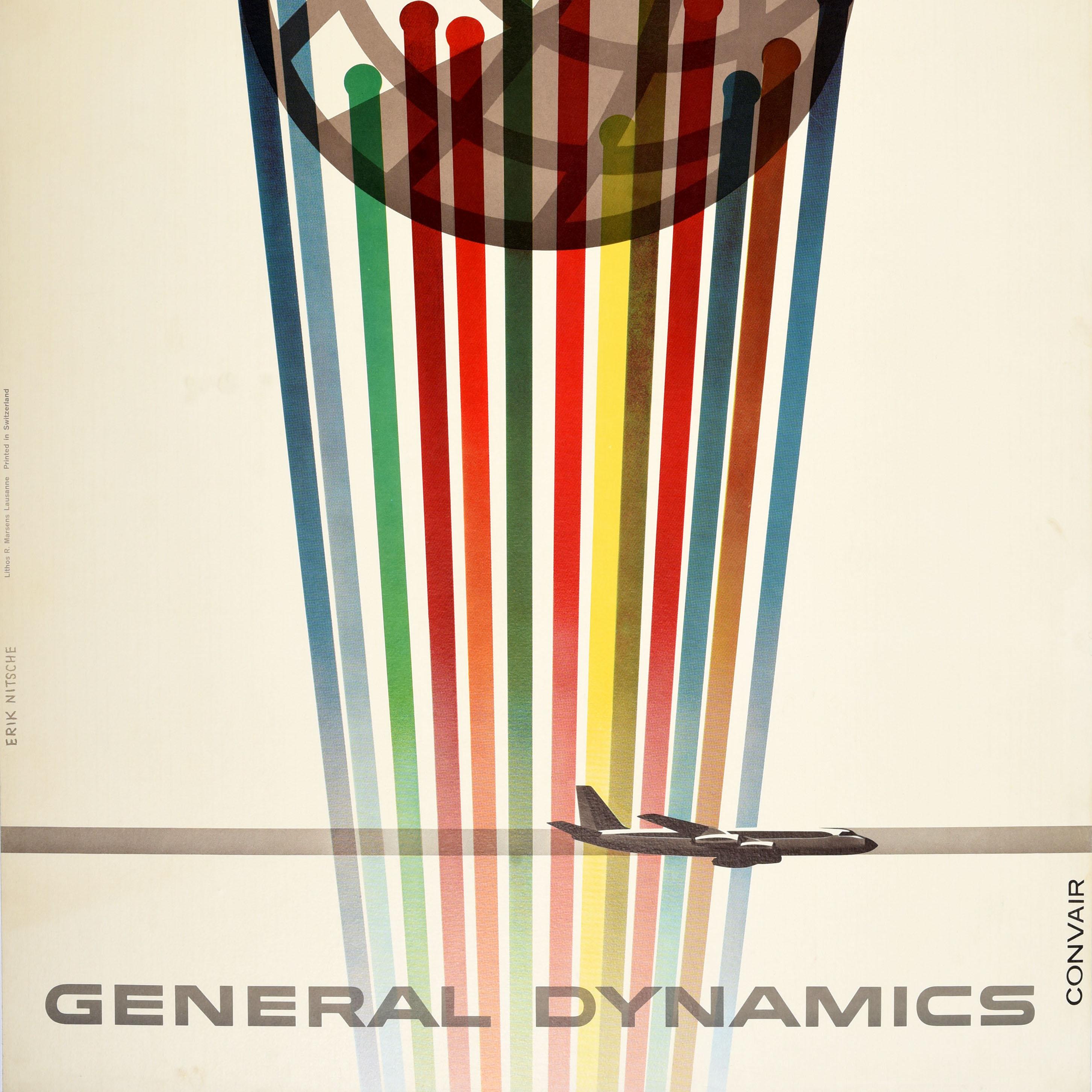 Poster originale d'epoca della General Dynamics Il più veloce aereo di linea Convair 880 Nitsche In condizioni buone in vendita a London, GB