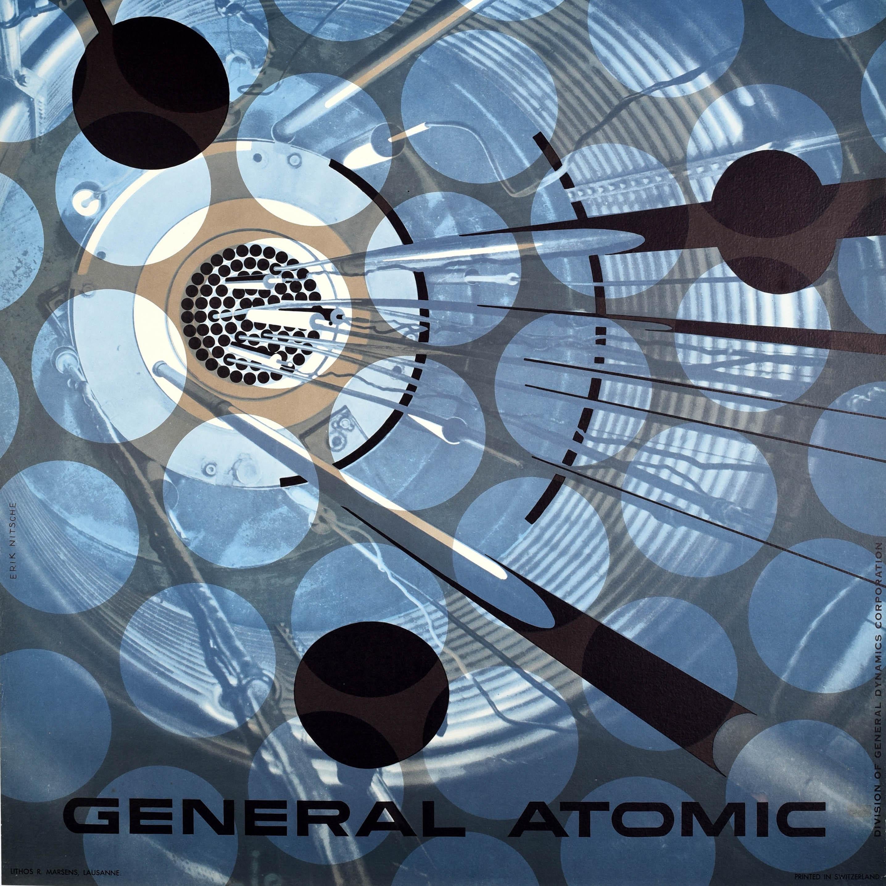 Original Vintage General Dynamics-Poster, Triga General Atomic, Erik Nitsche, Erik Nitsche, Vintage im Zustand „Gut“ im Angebot in London, GB