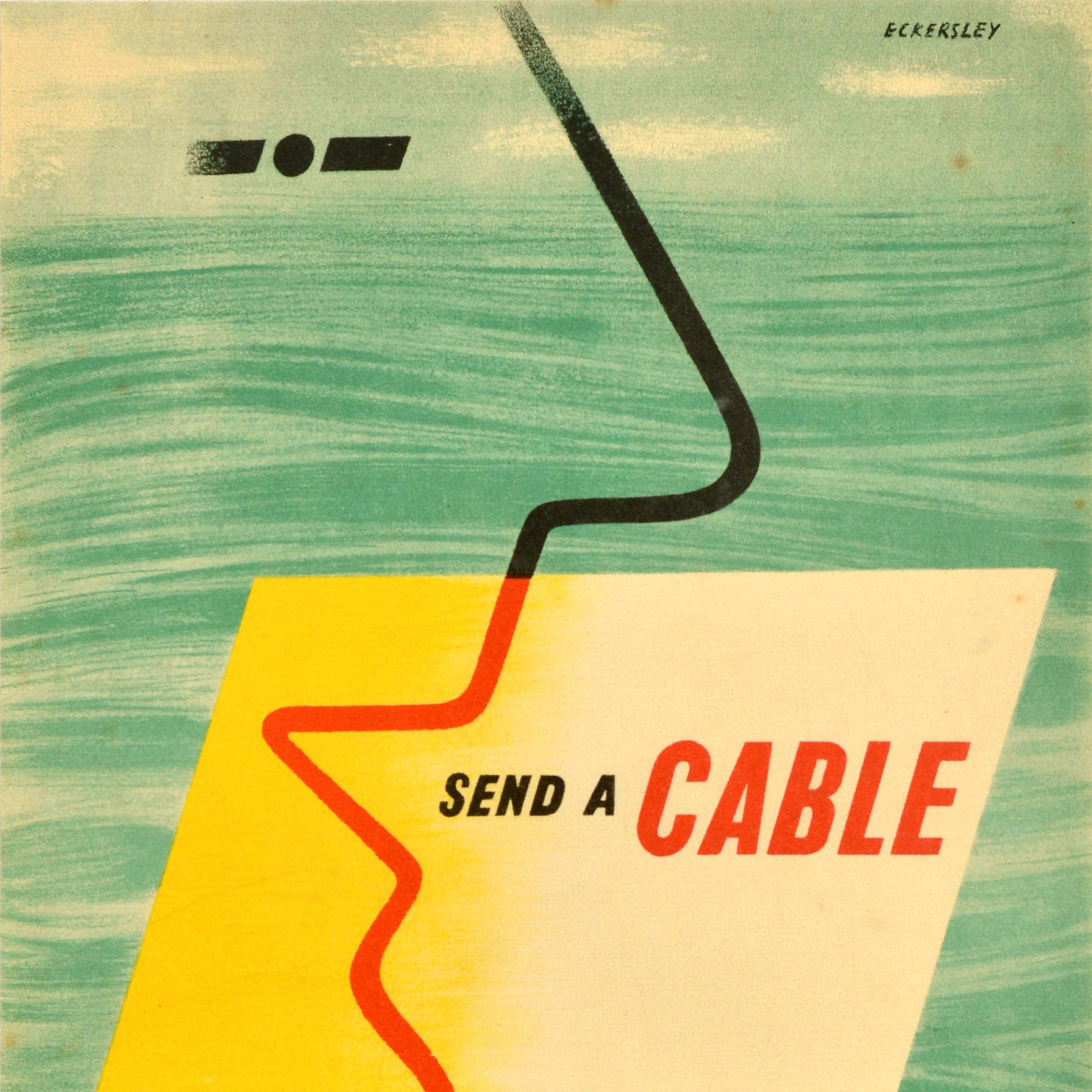 Original Vintage General Post Office Cartel Publicitario Enviar Un Cable Eckersley Británico en venta