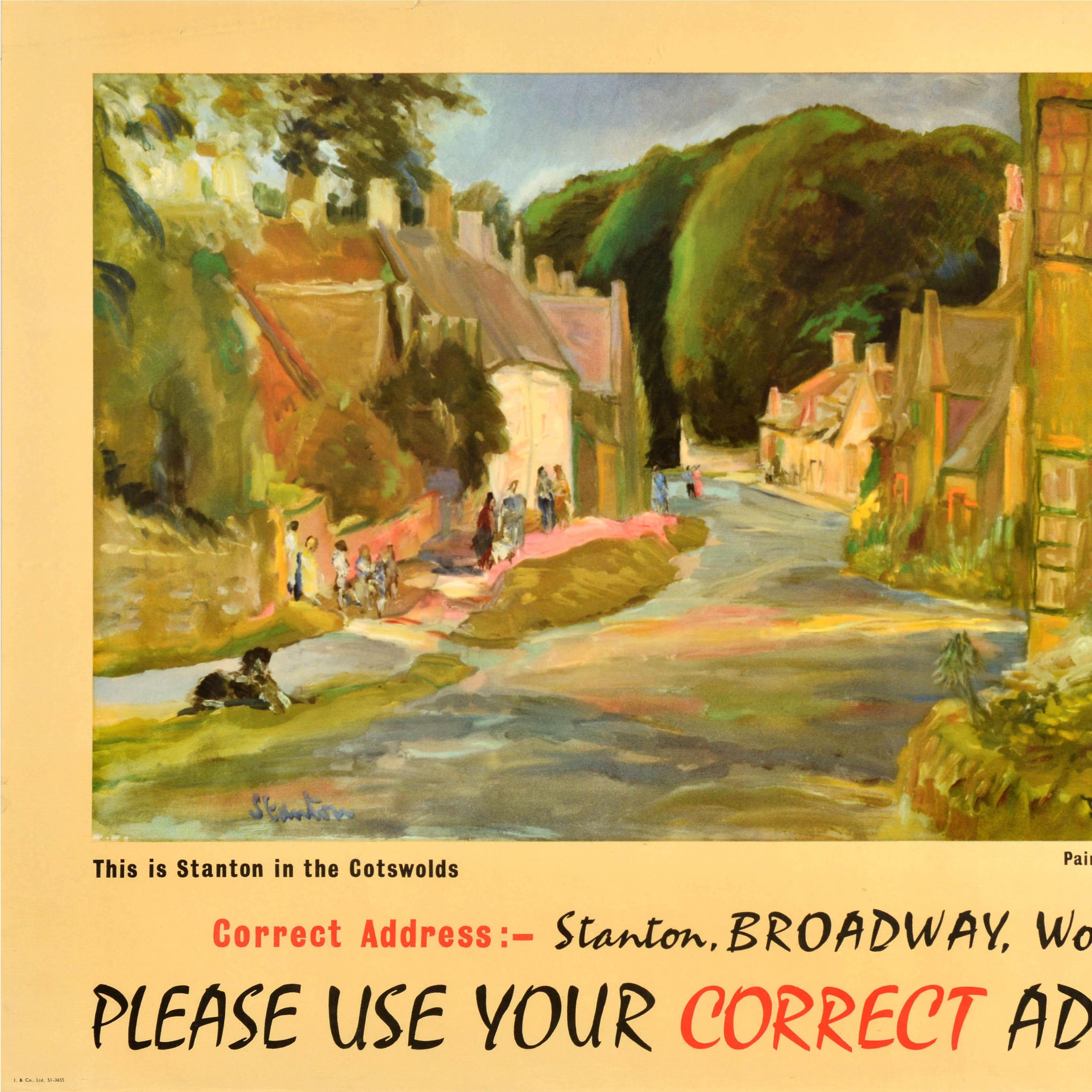 Original Vintage General Post Office Werbeplakat Stanton Cotswolds Dunlop (Britisch) im Angebot