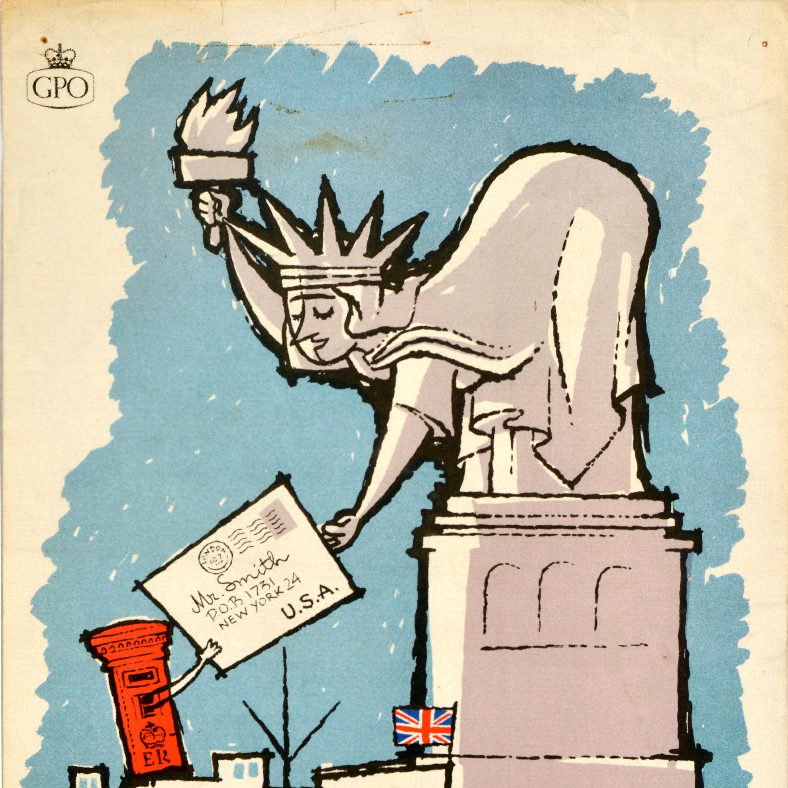 Britannico Poster pubblicitario GPO ( General Post Office ) originale d'epoca Lettere di superficie USA in vendita