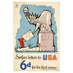 Poster pubblicitario GPO ( General Post Office ) originale d'epoca Lettere di superficie USA