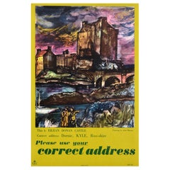 Poster originale d'epoca del General Post Office GPO ( General Post Office ) Castello di Eilean Donan Scozia