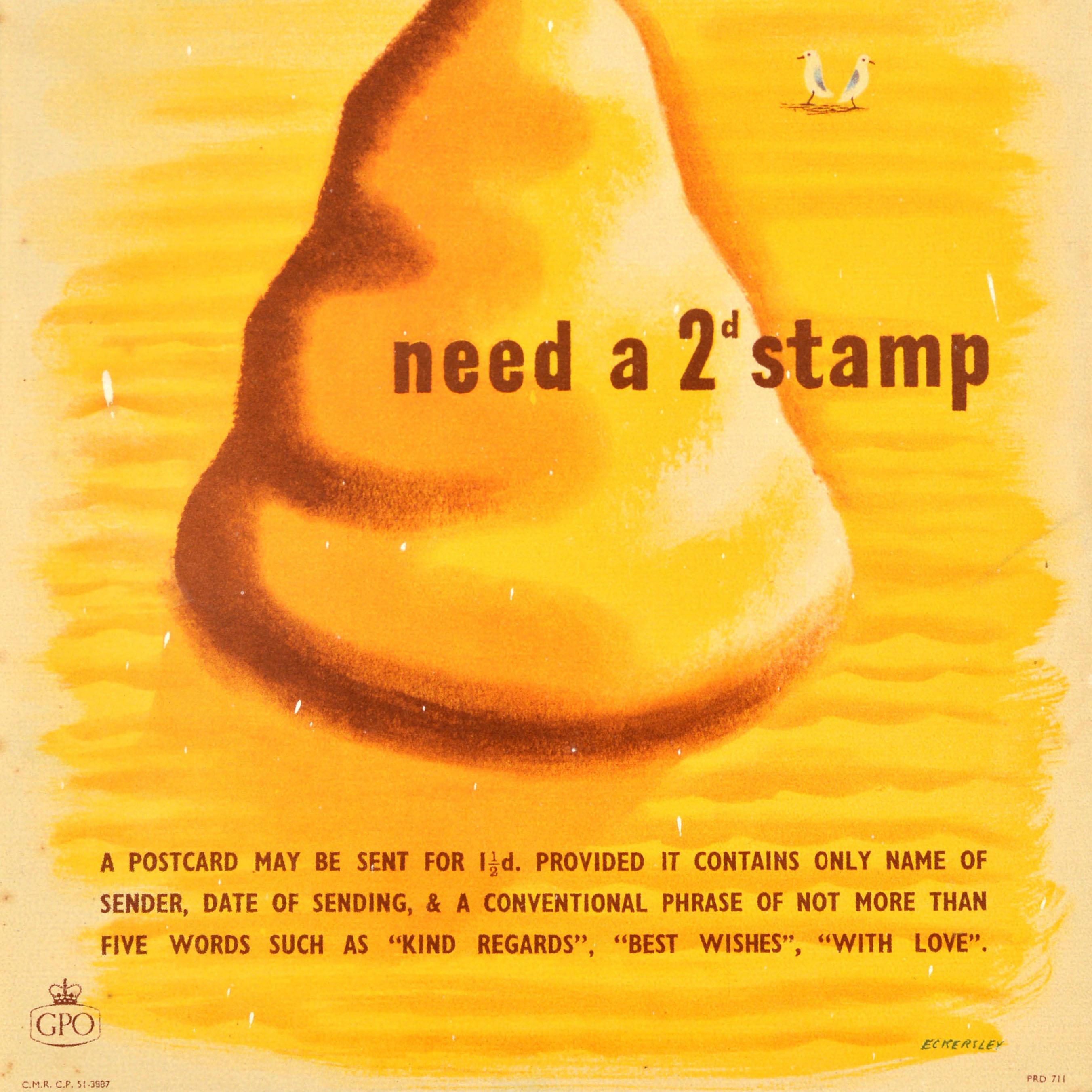 Original Vintage General Post Office Poster, Postkarten, Vintage, Postkarten, brauchen einen Stempel, Eckersley im Zustand „Relativ gut“ im Angebot in London, GB