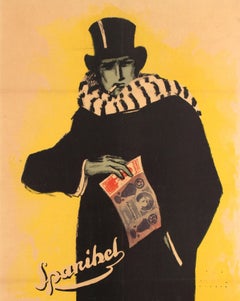 Affiche publicitaire originale d'un livre allemand vintage pour Spanihel The Big Lump Satire