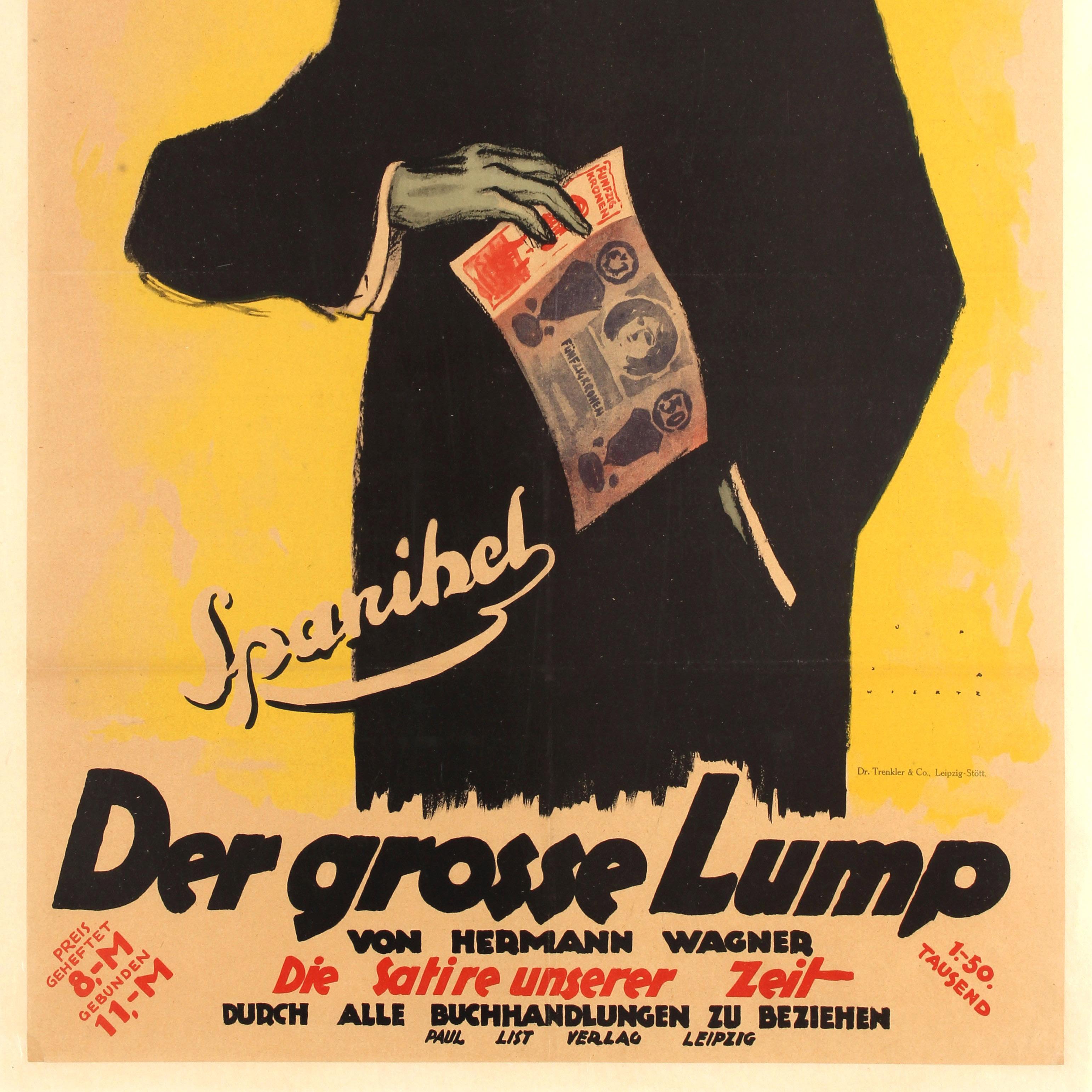 Affiche publicitaire originale d'un livre allemand vintage pour Spanihel The Big Lump Satire Bon état - En vente à London, GB