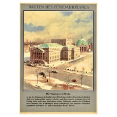 Affiche vintage originale de propagande allemande de la DDR, opéra d'État de Berlin, plan d' cinq ans