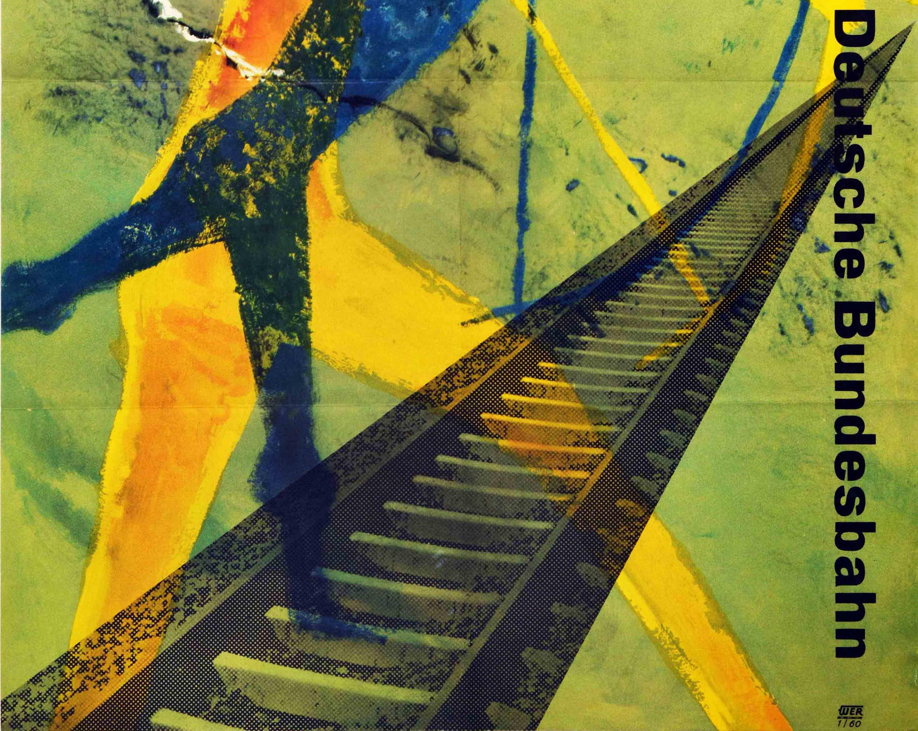 Mid-20th Century Original Vintage German Railway Poster Deutsche Bundesbahn Cave Painting Archers