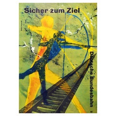 Original Vintage German Railway Poster Deutsche Bundesbahn Cave Painting Archers