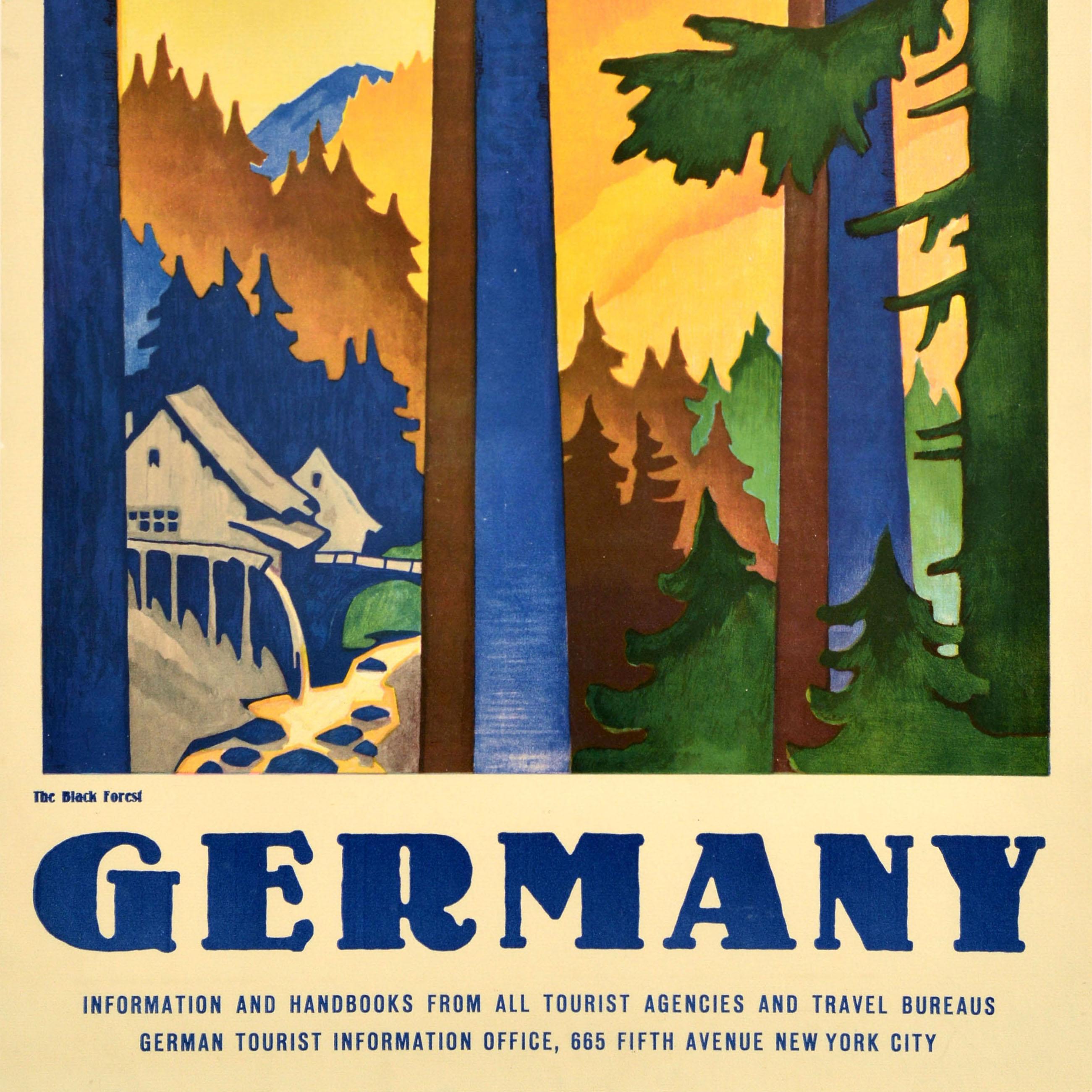 Original Vintage German Railways Travel Poster Germany Black Forest Schwarzwald In Good Condition For Sale In London, GB