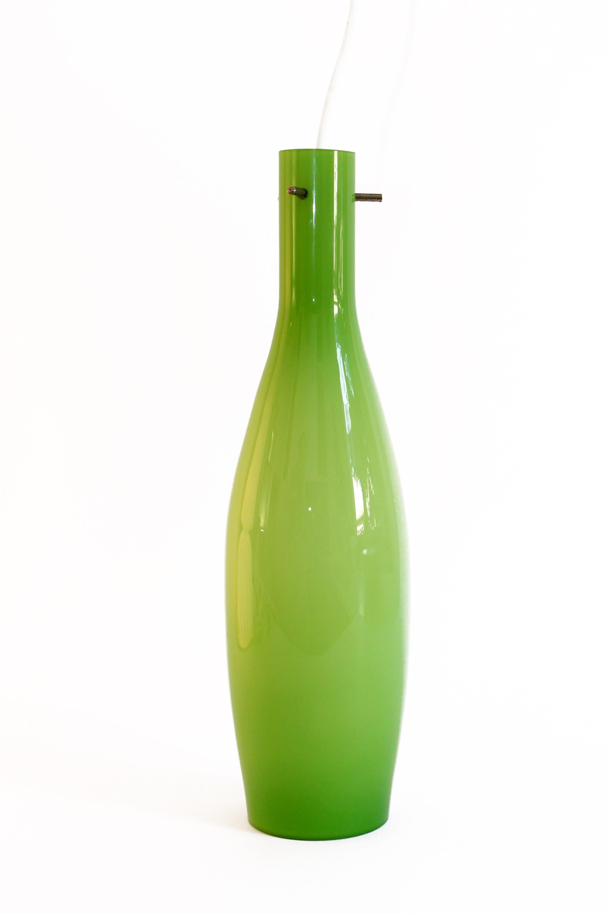 Brass Original Vintage Glass Pendant Lamp Murano, Near Mint + Rewired For Sale