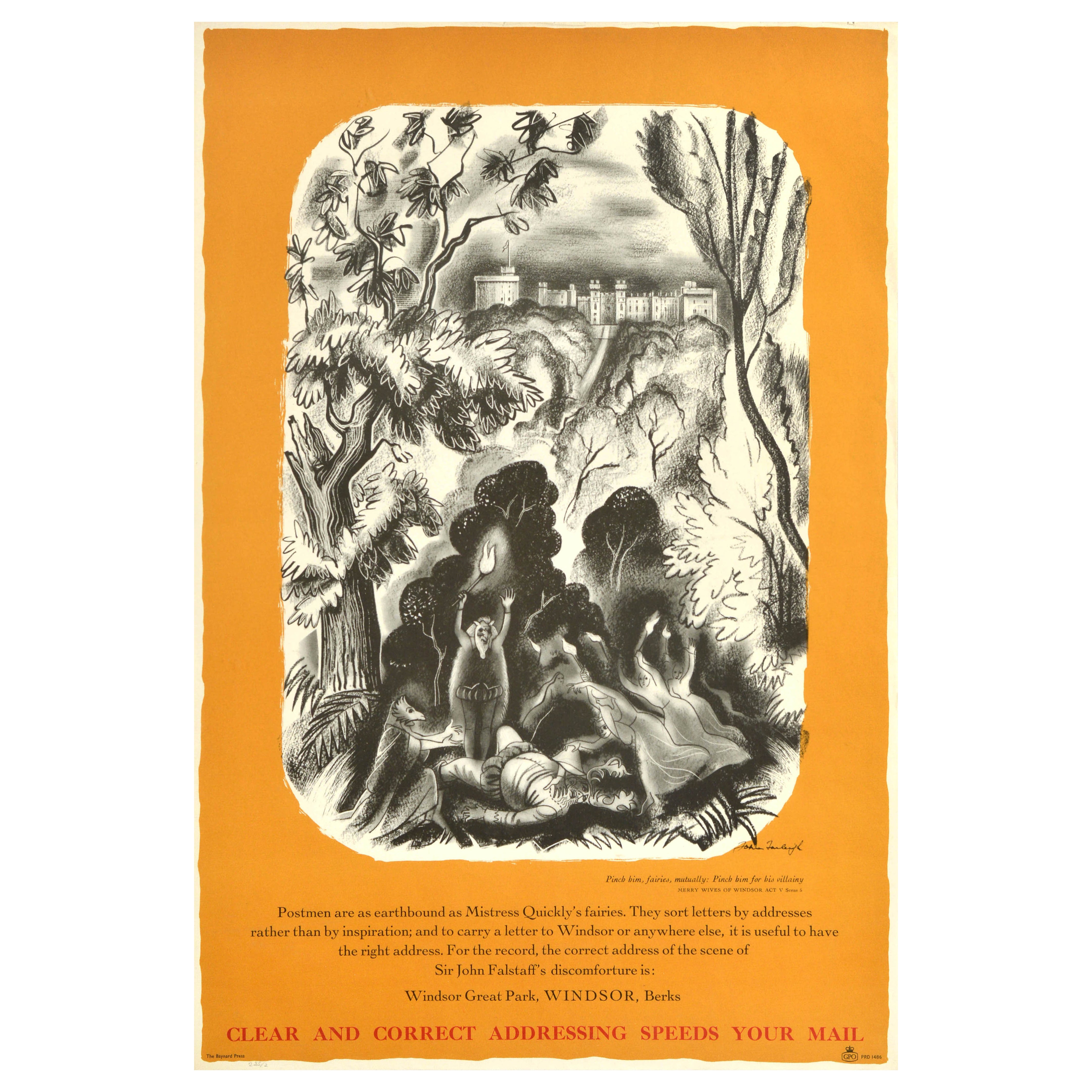 Poster originale d'epoca del GPO ( General Post Office ) The Merry Wives of Windsor (Le allegre comari di Windsor) in vendita