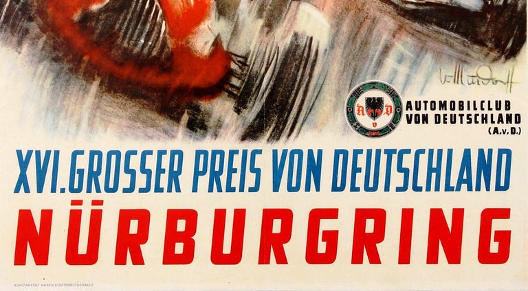 Original Vintage Grand Prix F1 Motor Sport Poster Weltmeisterschaft Nurburgring For Sale At 1stdibs