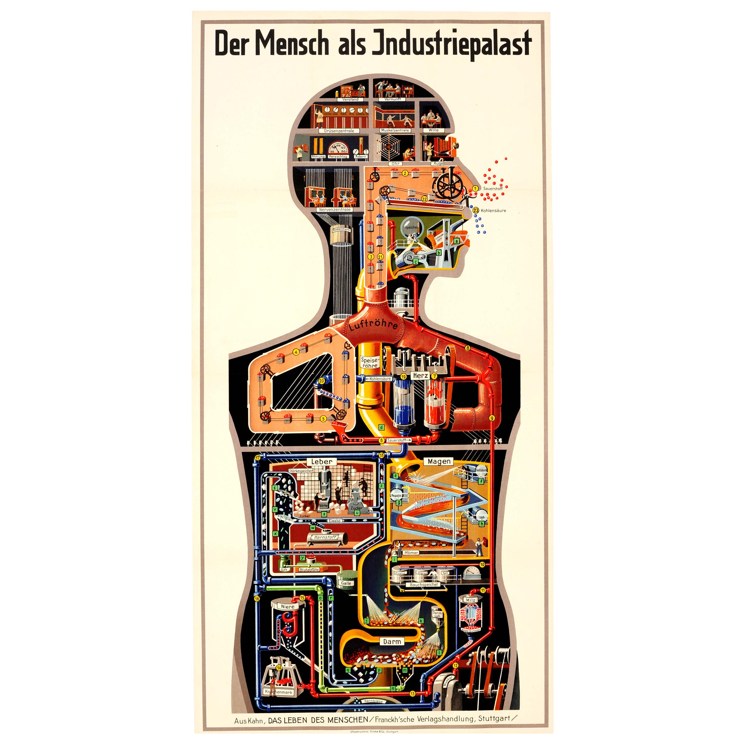 Original Vintage Graphic Poster Der Mensch Als Industriepalast Ft Industrial Man