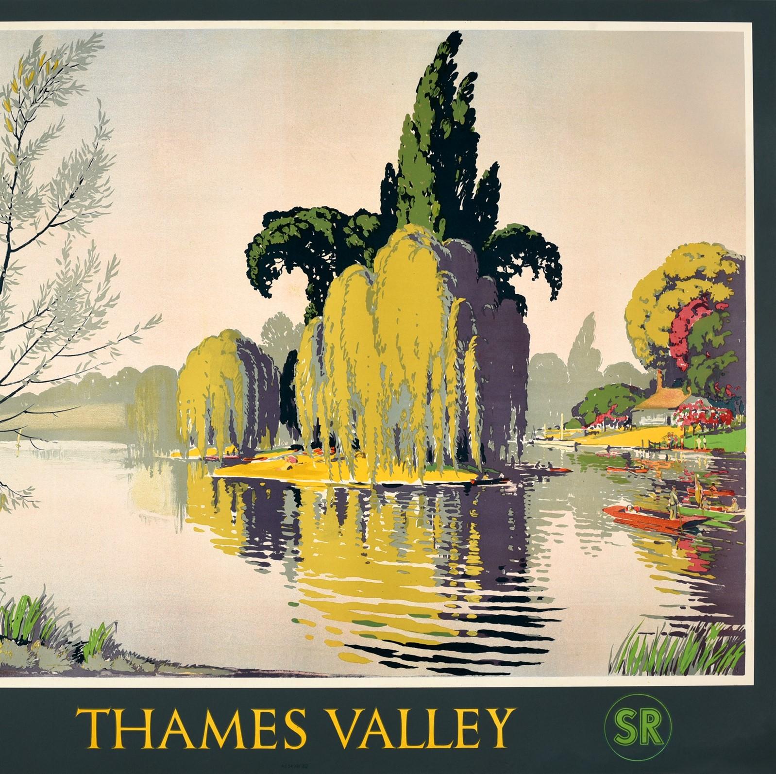 Original Vintage Great Western And Southern Railway Poster Thames Valley GWR SR In Good Condition For Sale In London, GB