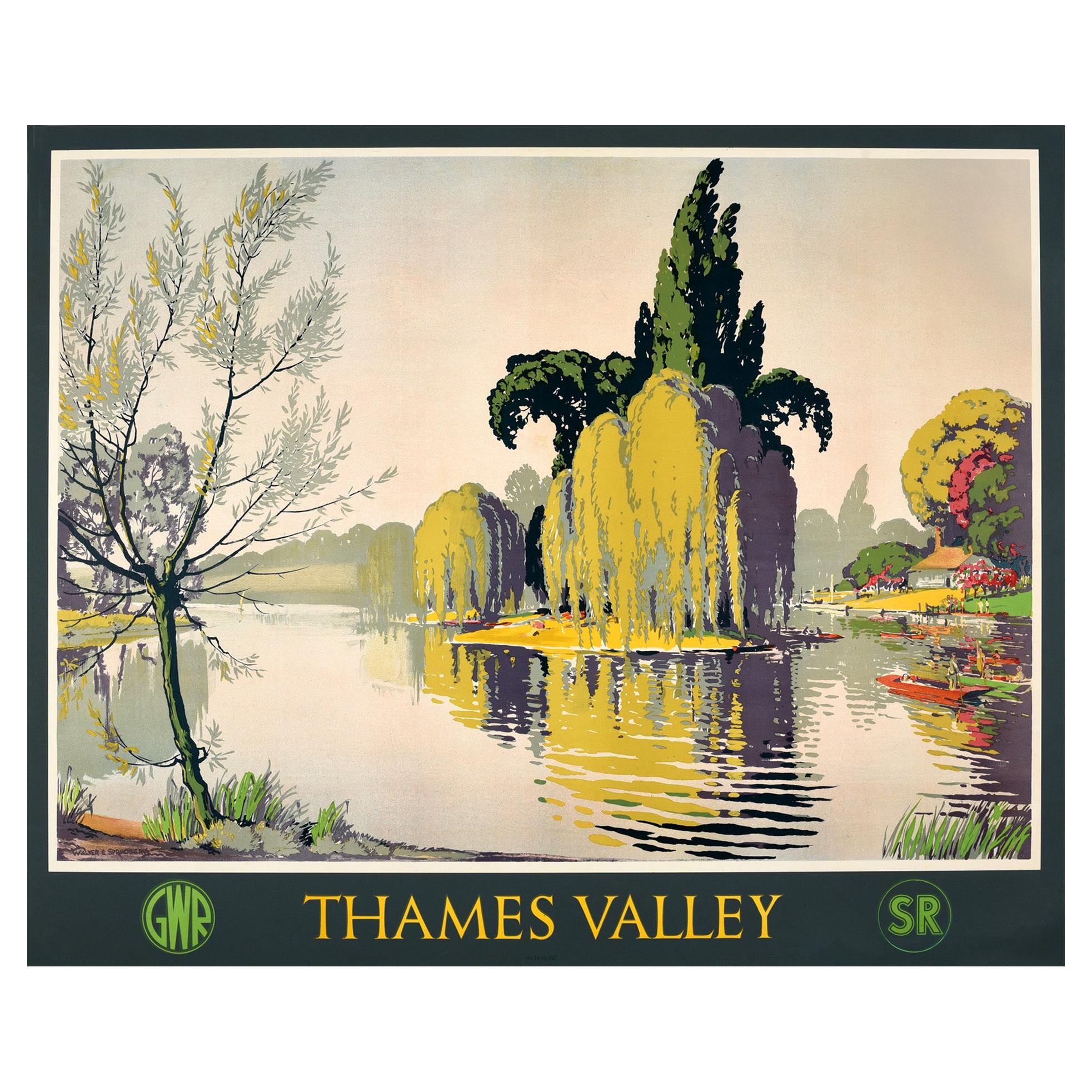 Original Vintage Great Western And Southern Railway Poster Thames Valley GWR SR