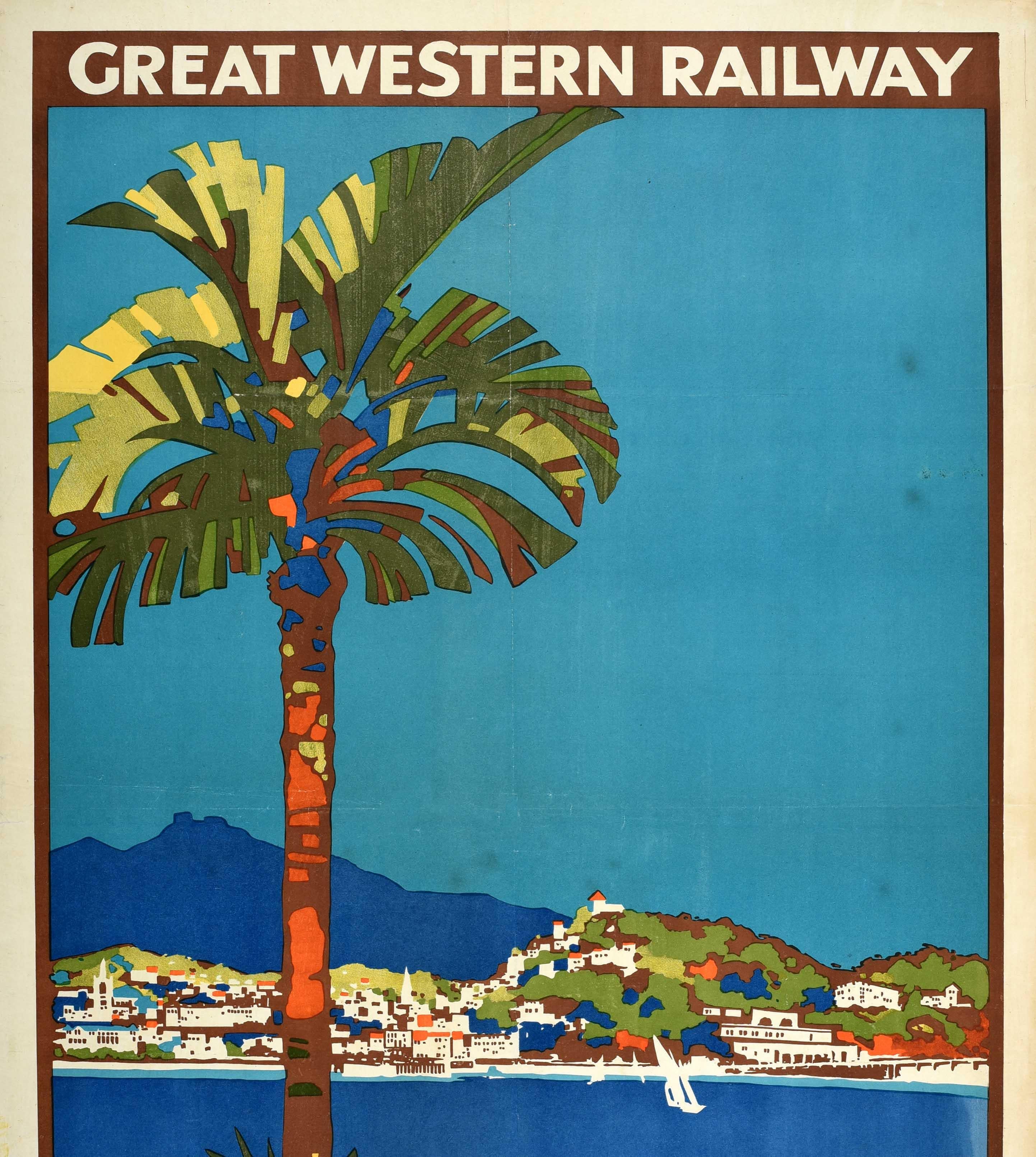 British Original Vintage Great Western Railway Poster Torquay Devon Riviera Art Deco For Sale