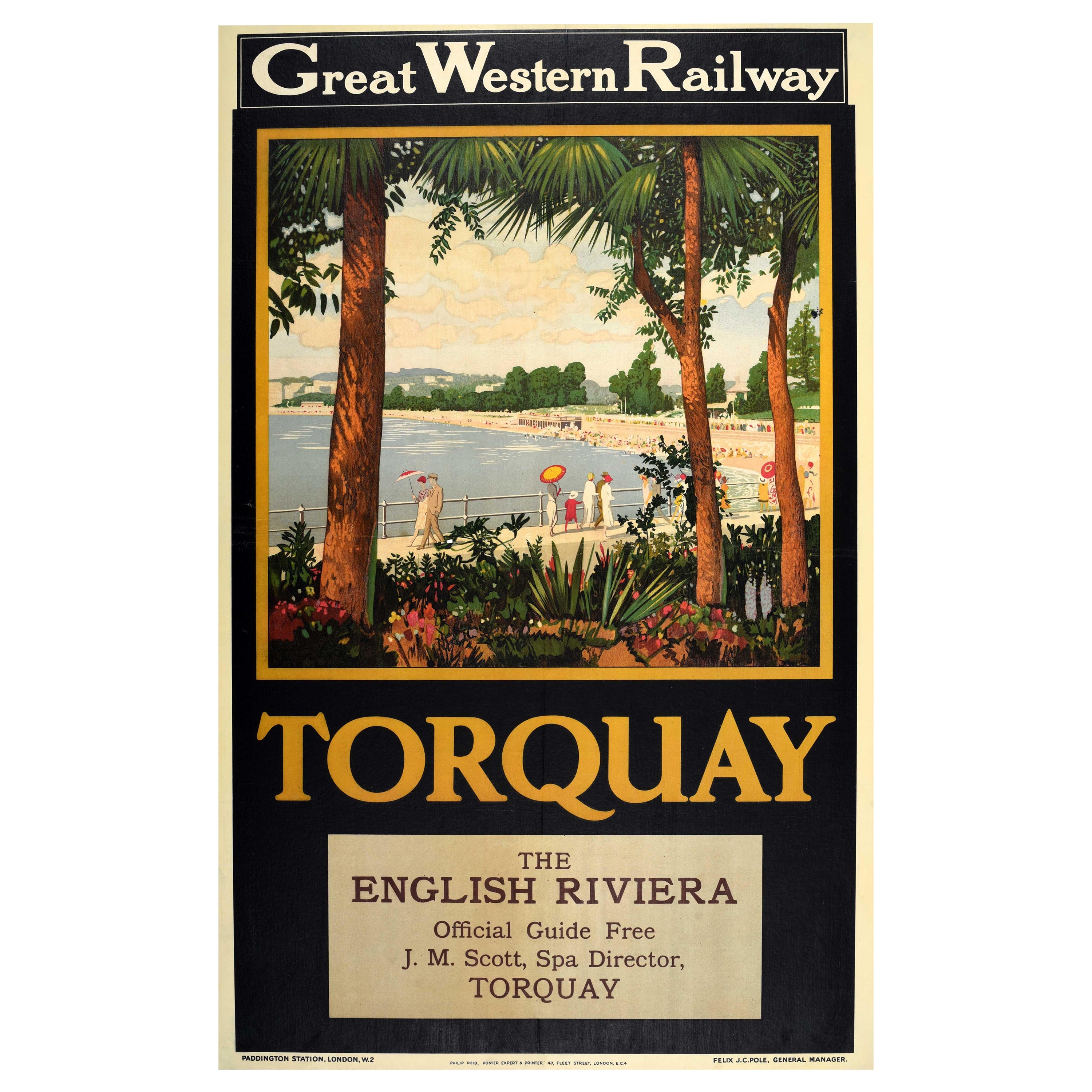 Original-Vintage-Poster, Great Western Railway, Torquay, Englische Riviera, Art déco